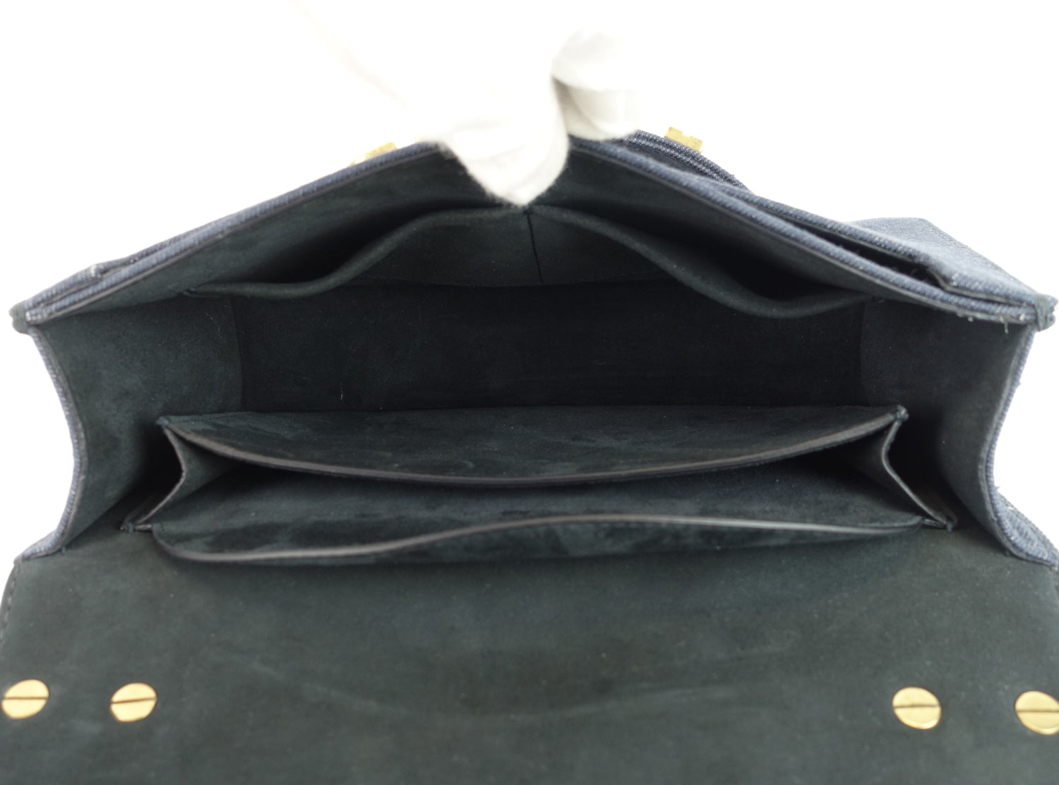 J'Adior Medium Embroidered Denim Flap Bag