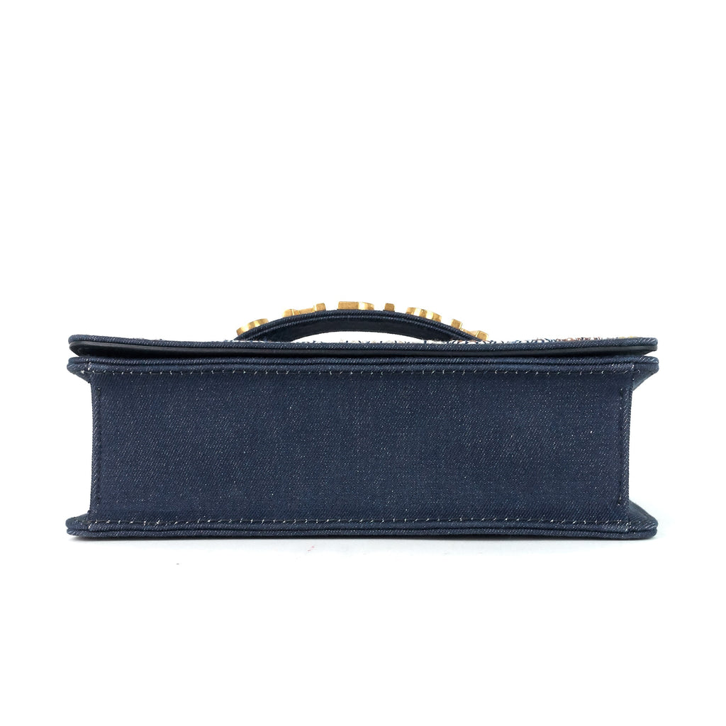 J'Adior Medium Embroidered Denim Flap Bag