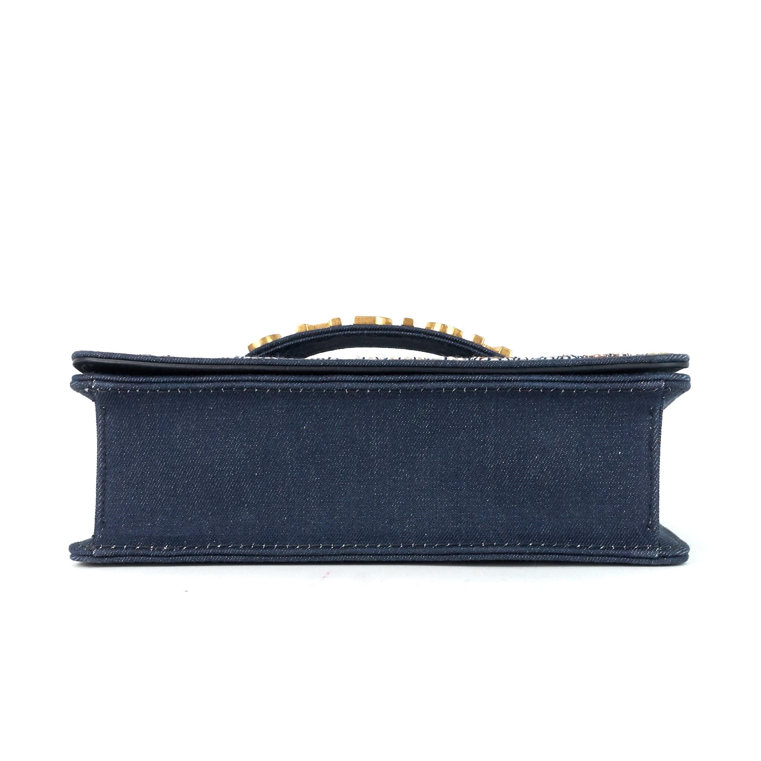 J'Adior Medium Embroidered Denim Flap Bag