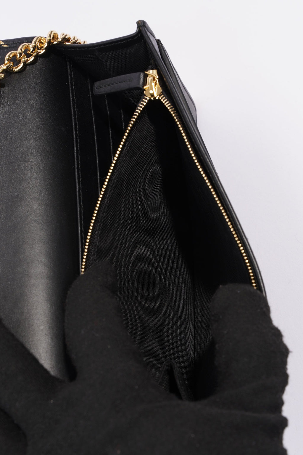 Gucci Wallet On Chain Black / Gold Leather