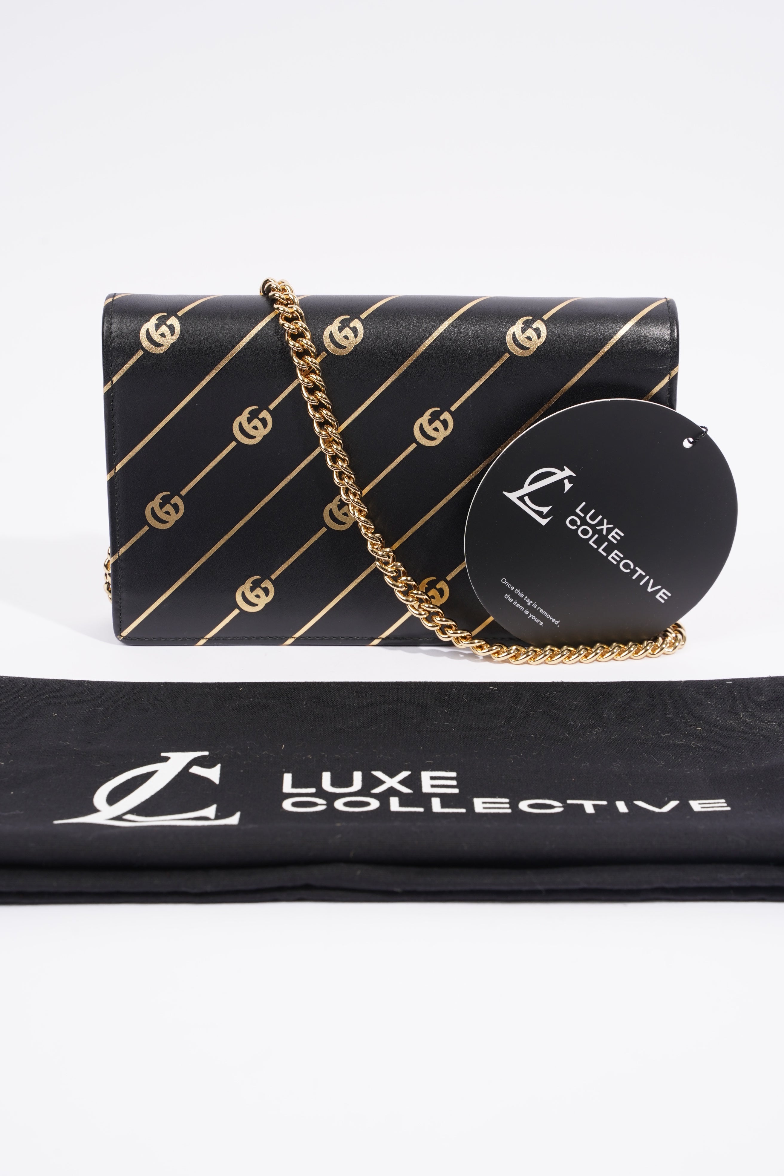 Gucci Wallet On Chain Black / Gold Leather