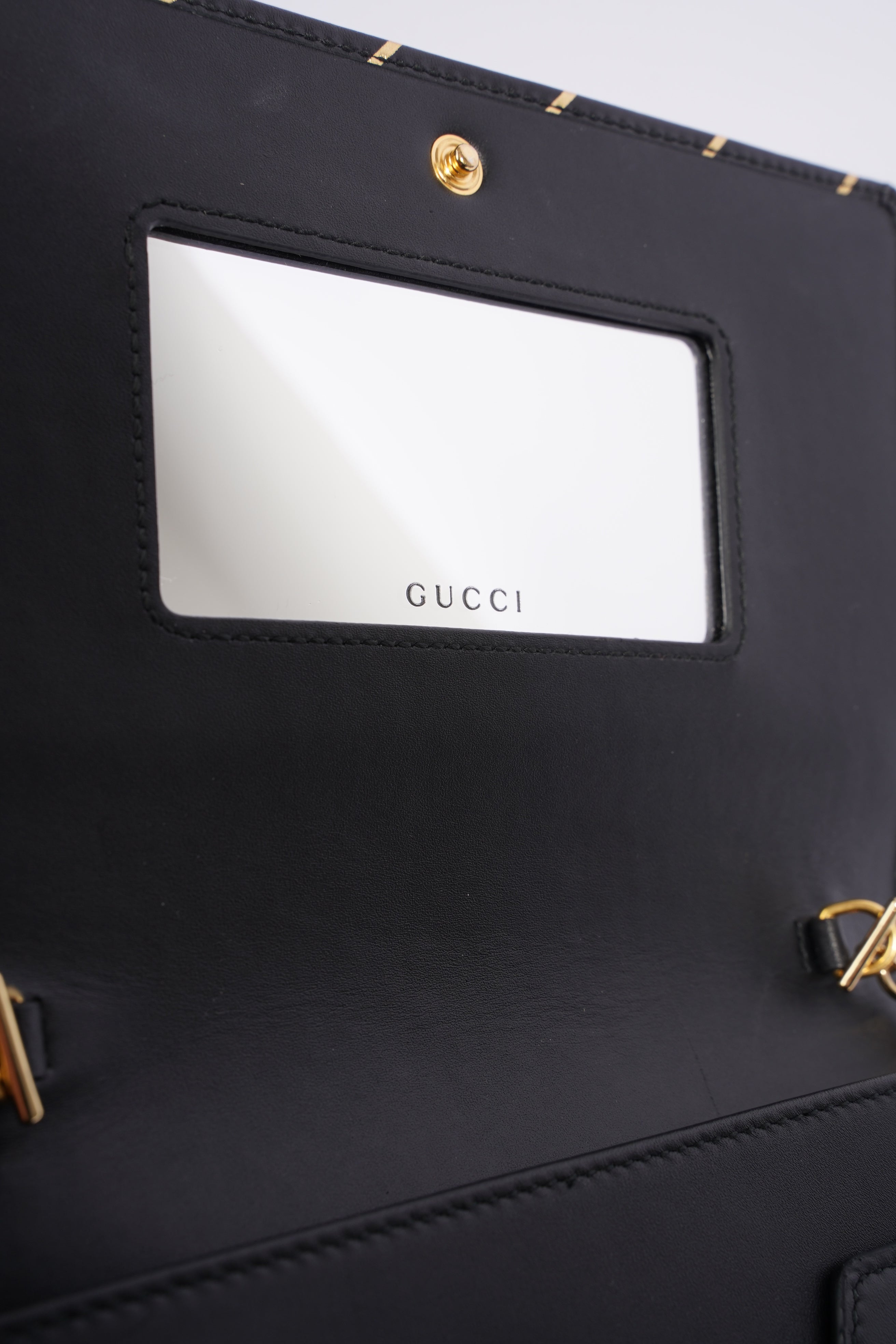 Gucci Wallet On Chain Black / Gold Leather