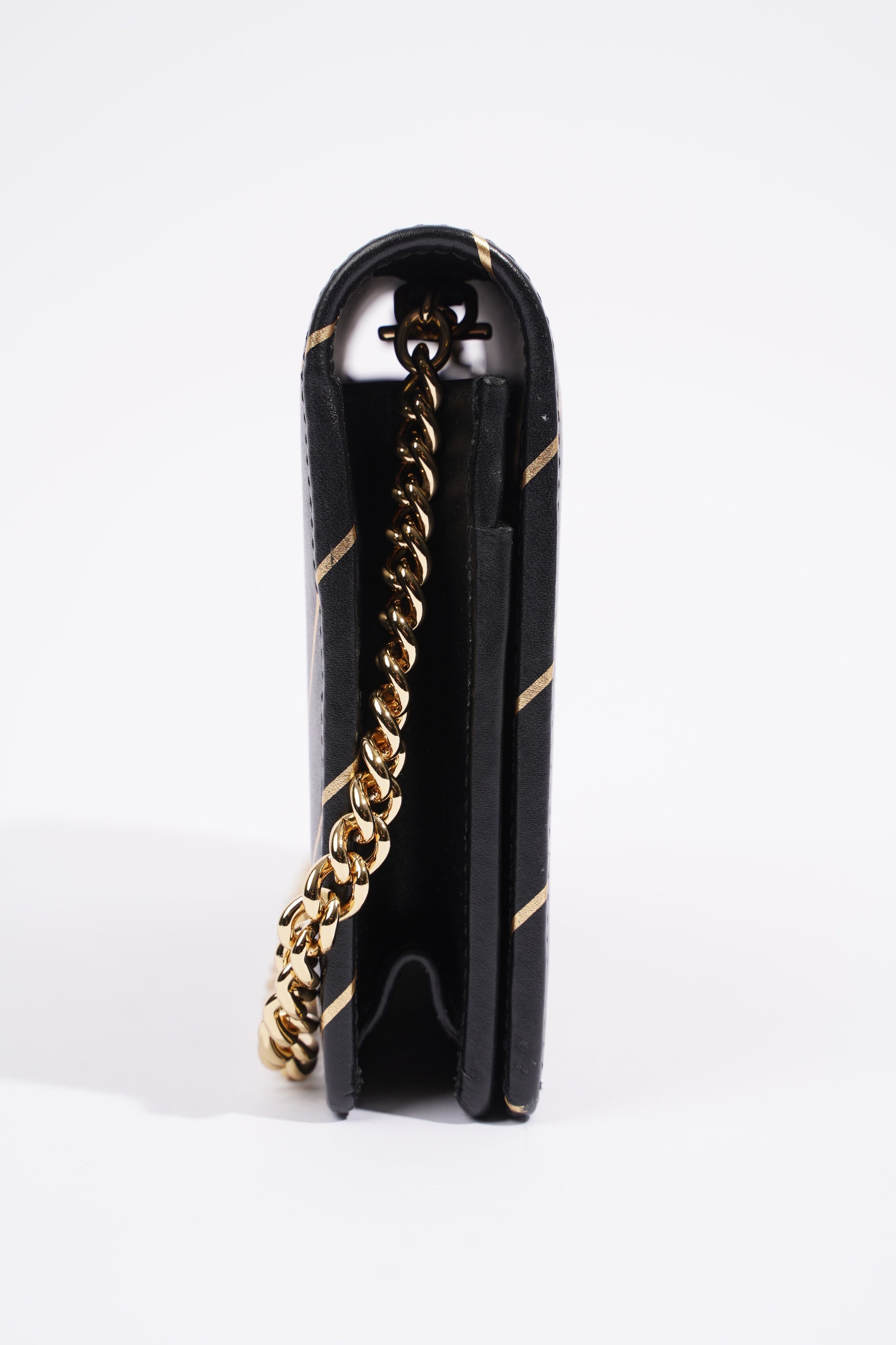 Gucci Wallet On Chain Black / Gold Leather