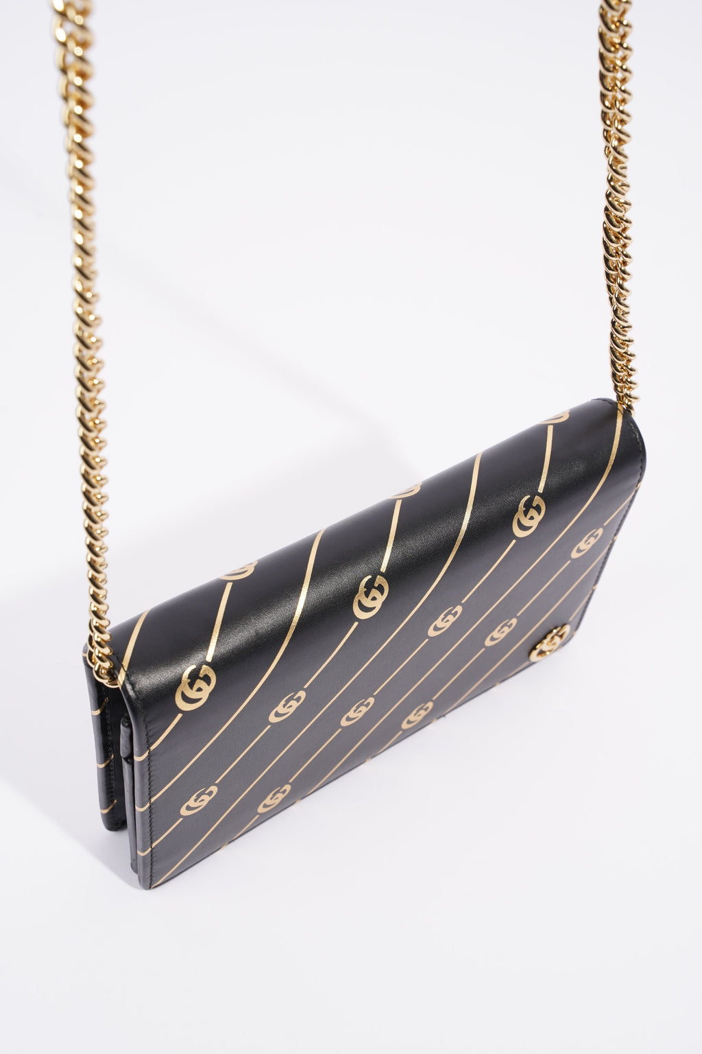 Gucci Wallet On Chain Black / Gold Leather