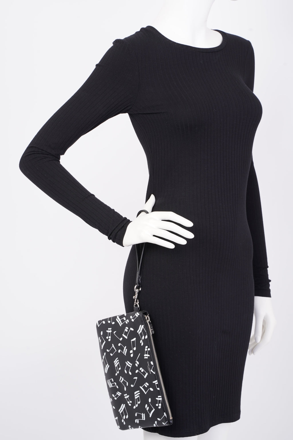 Saint Laurent Musical Notes Pouch Black / White Calfskin Leather