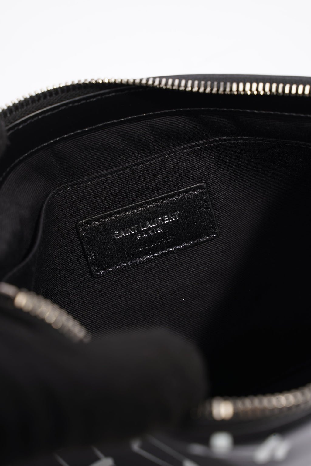 Saint Laurent Musical Notes Pouch Black / White Calfskin Leather