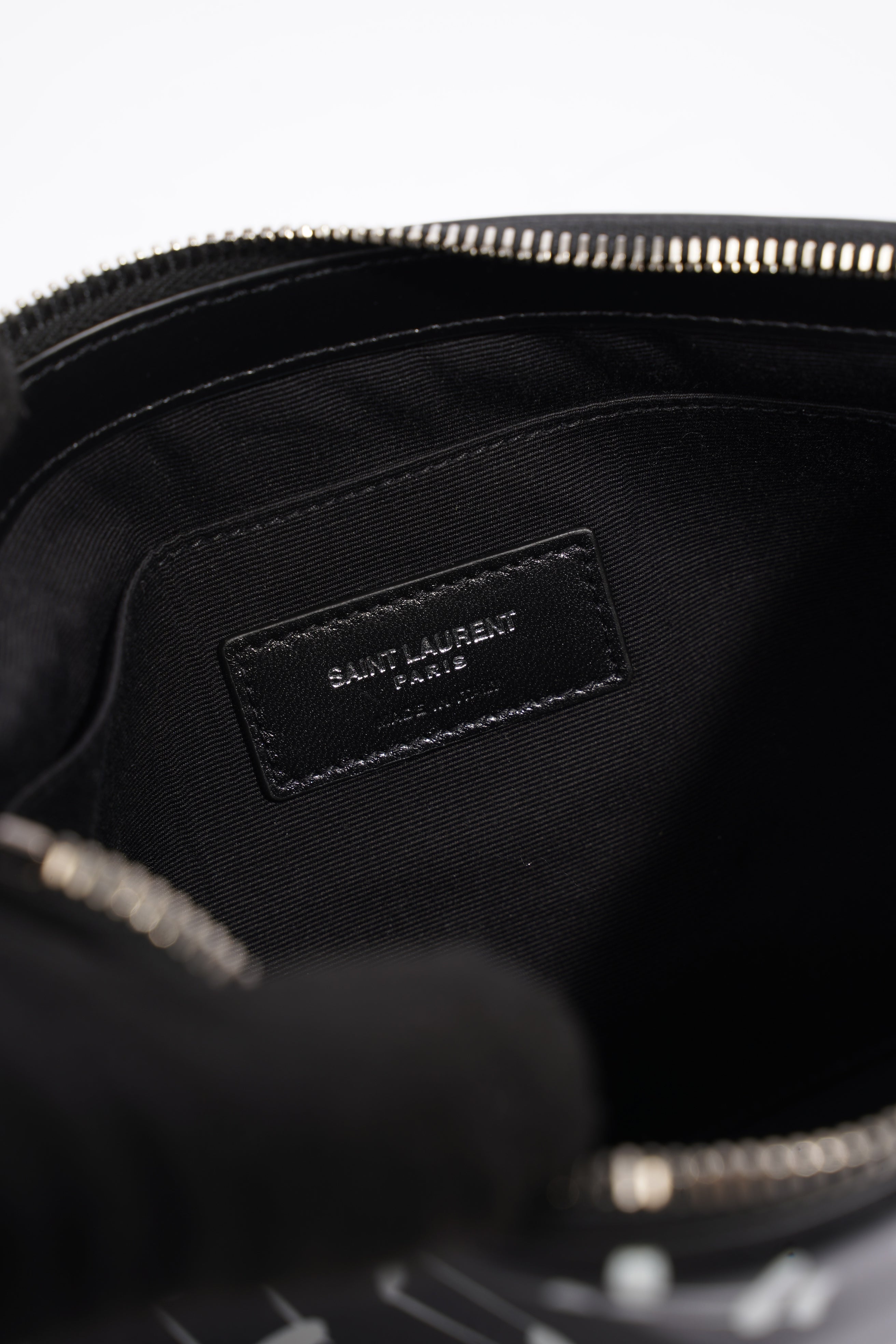 Saint Laurent Musical Notes Pouch Black / White Calfskin Leather