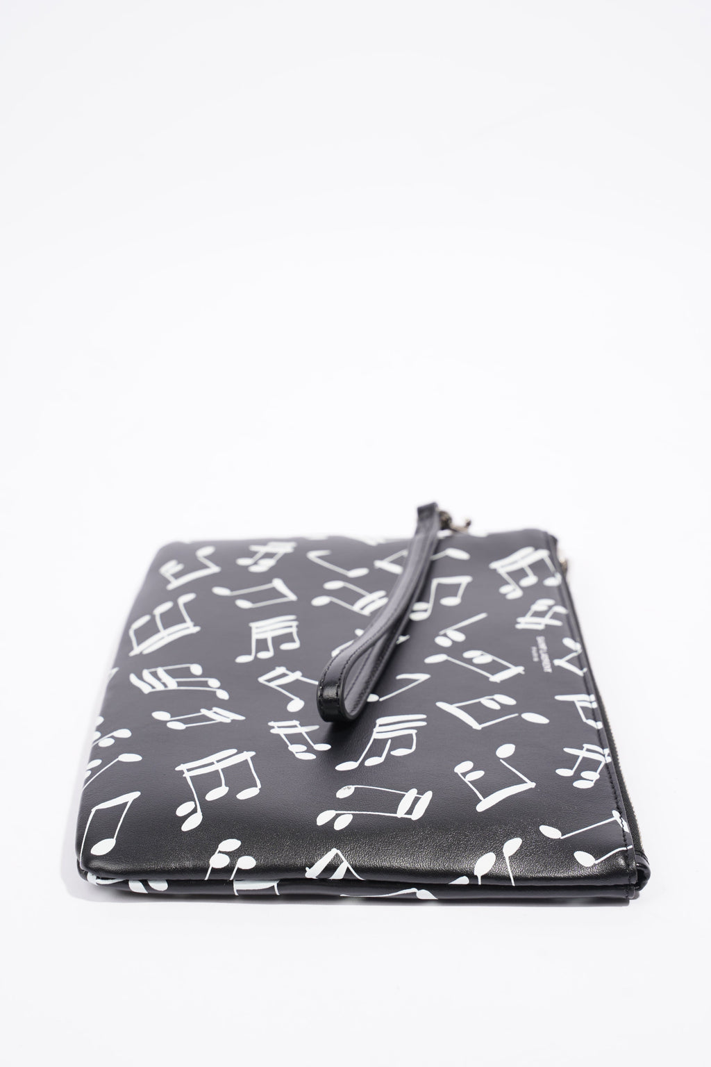 Saint Laurent Musical Notes Pouch Black / White Calfskin Leather