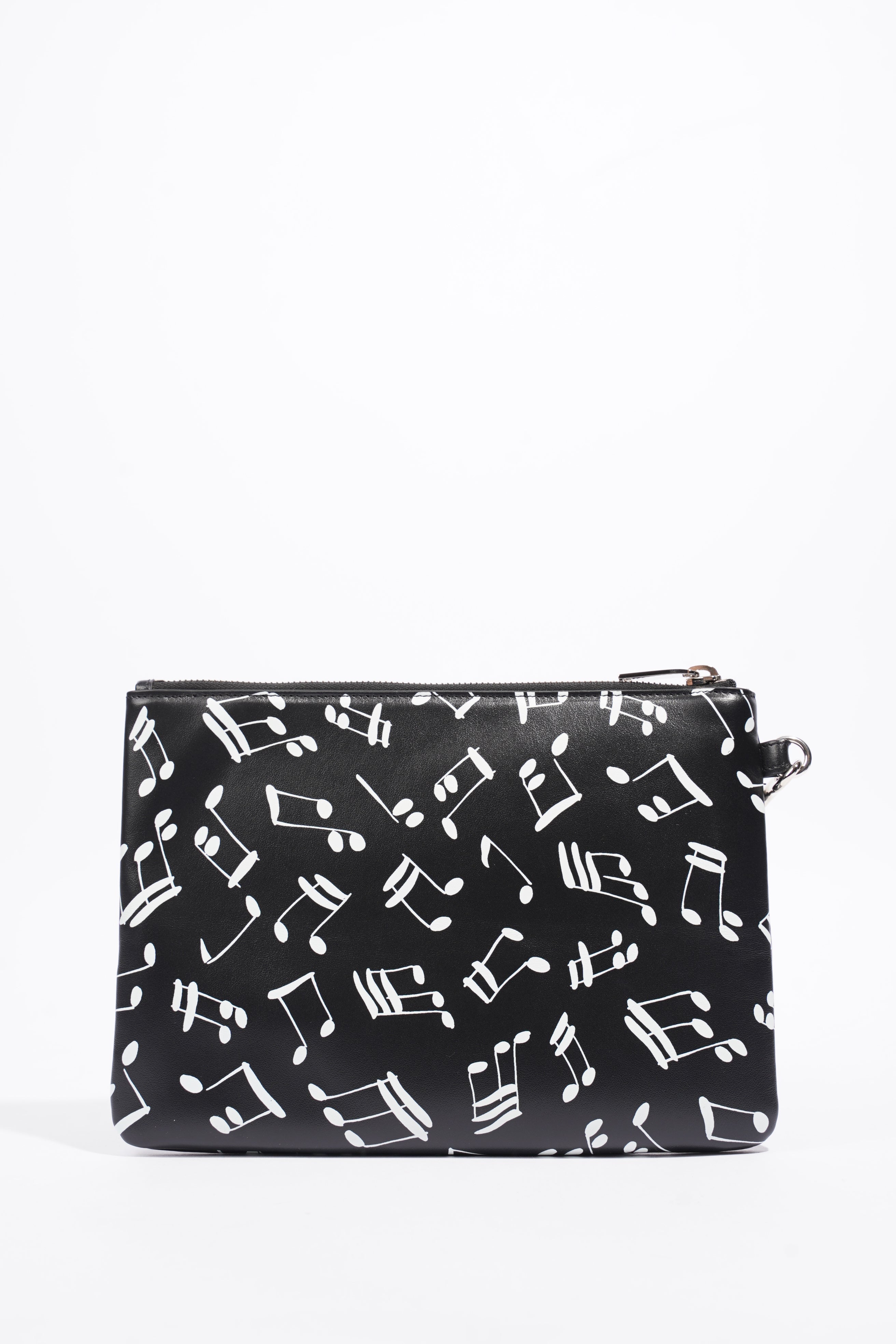 Saint Laurent Musical Notes Pouch Black / White Calfskin Leather
