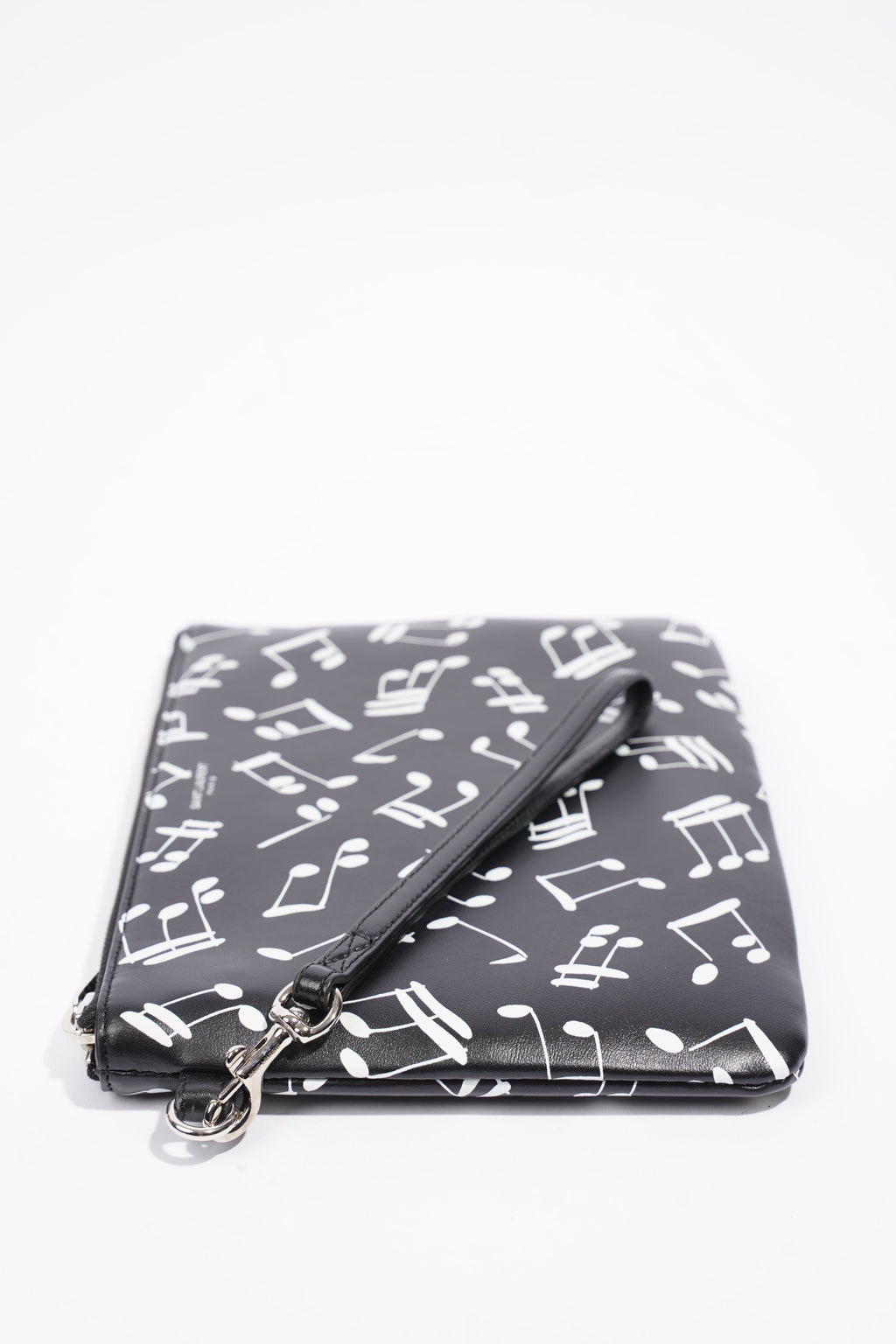 Saint Laurent Musical Notes Pouch Black / White Calfskin Leather