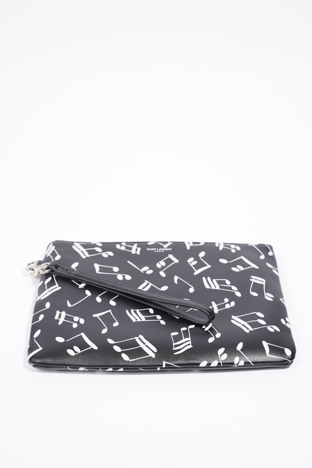 Saint Laurent Musical Notes Pouch Black / White Calfskin Leather