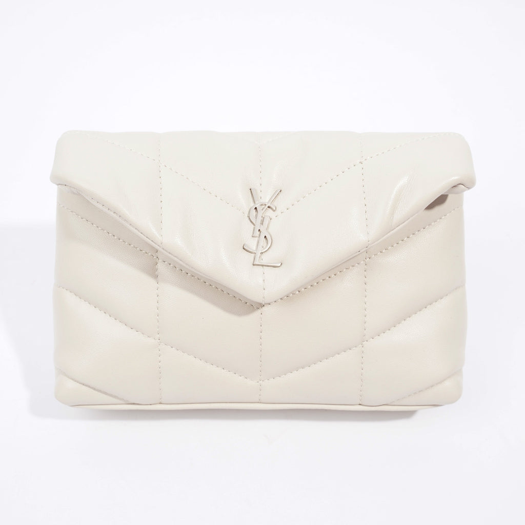 Saint Laurent Monogram Puffer With Card Holder Cream Small