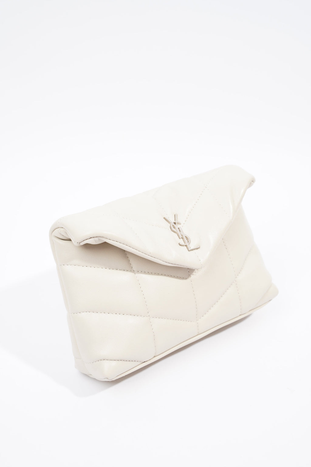 Saint Laurent Monogram Puffer With Card Holder Cream Small