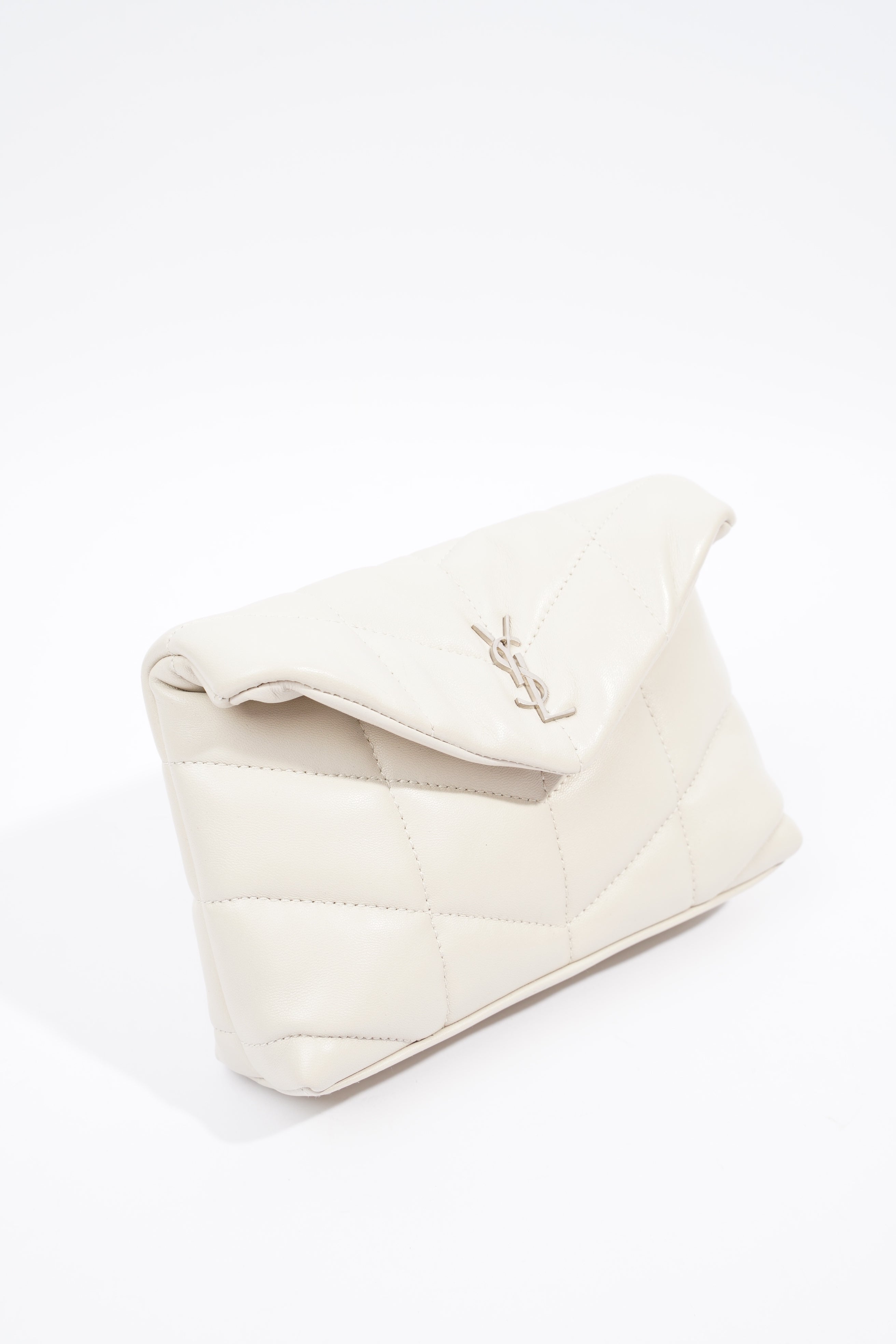 Saint Laurent Monogram Puffer With Card Holder Cream Small