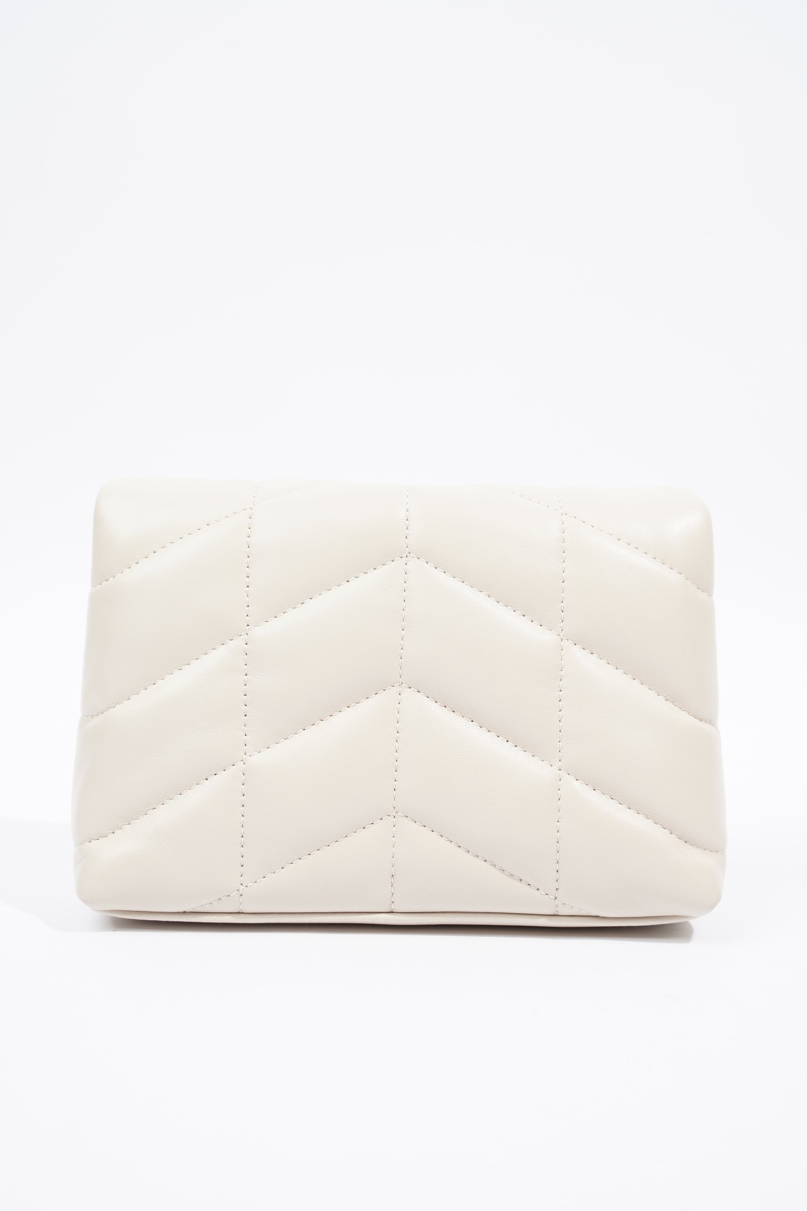 Saint Laurent Monogram Puffer With Card Holder Cream Small