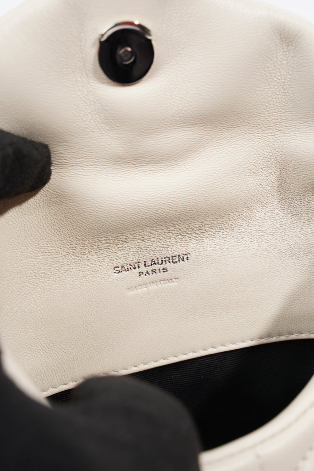 Saint Laurent Monogram Puffer With Card Holder Cream Small