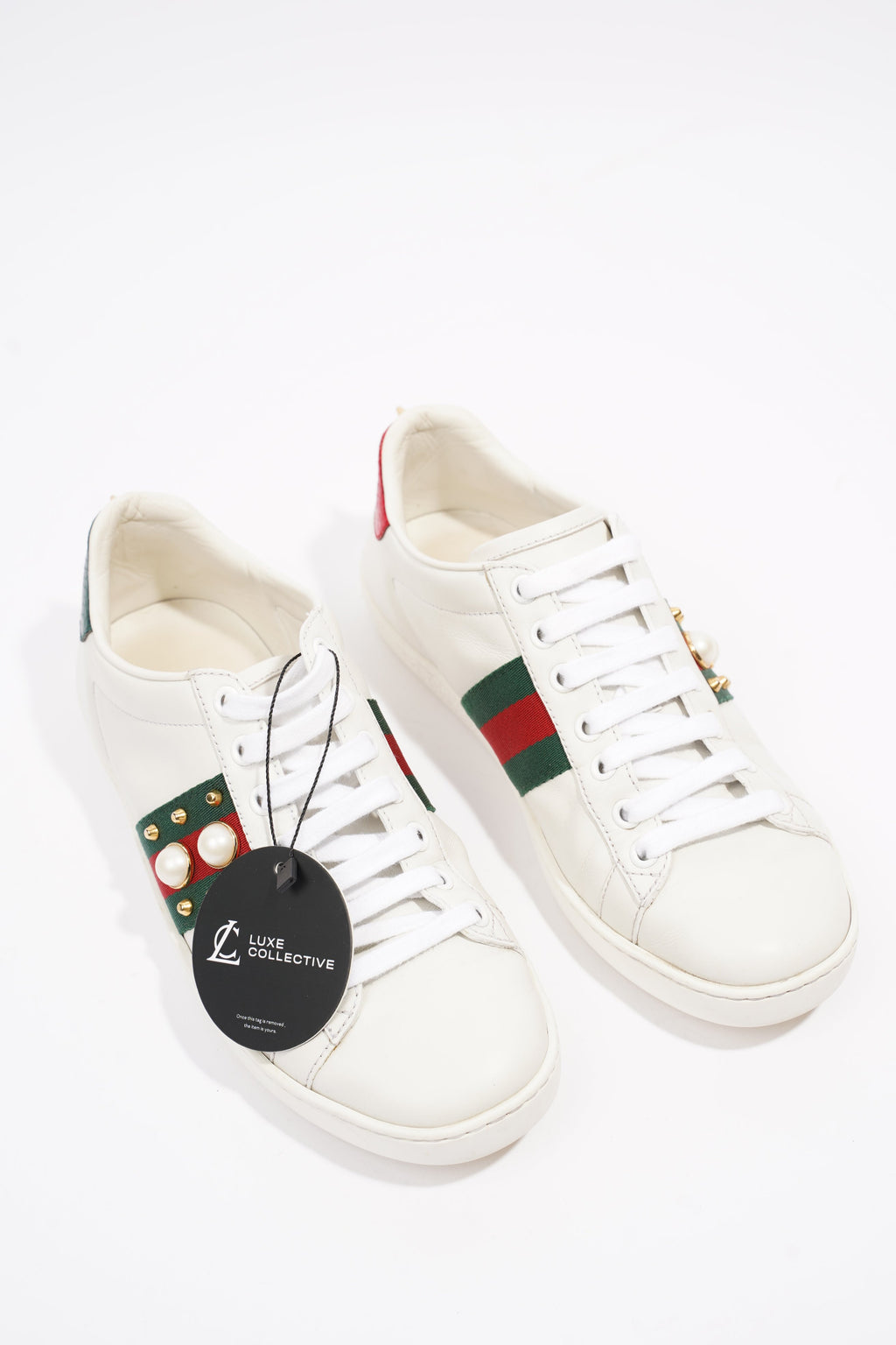 Gucci Ace Pearl And Spike White / Red / Green Leather EU 36 UK 3