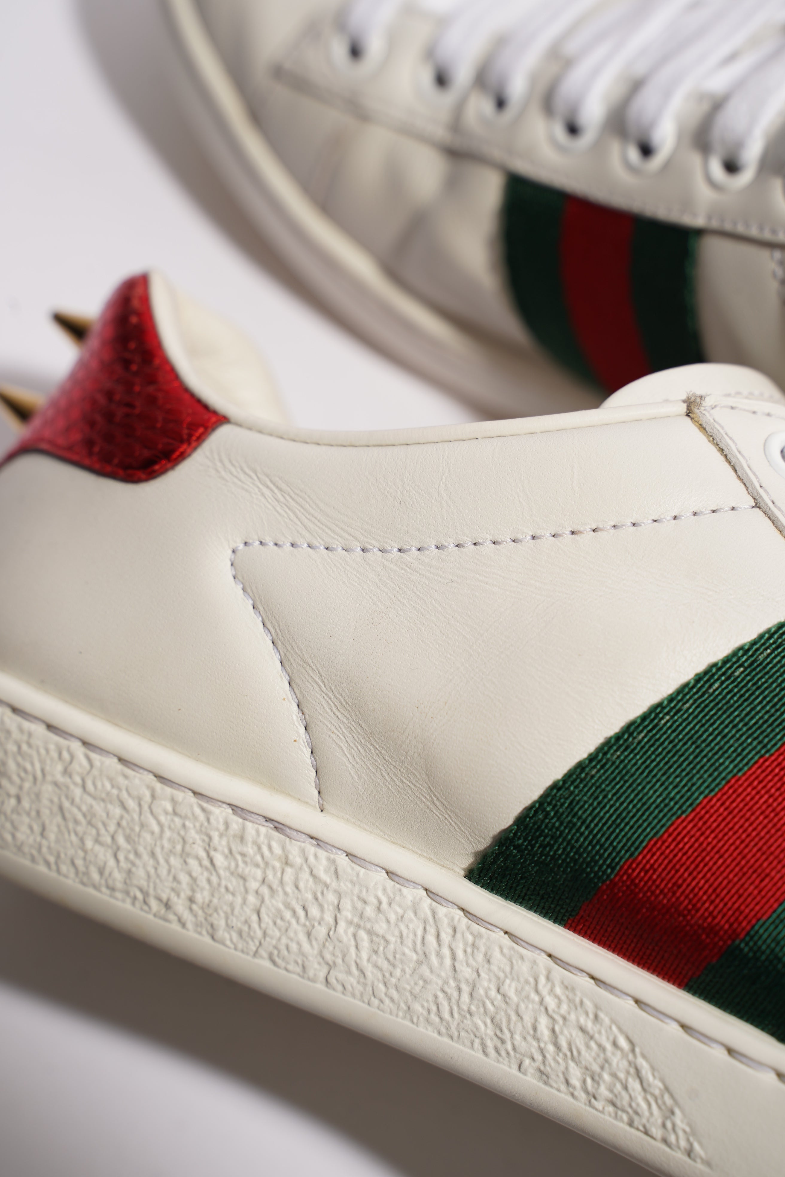Gucci Ace Pearl And Spike White / Red / Green Leather EU 36 UK 3