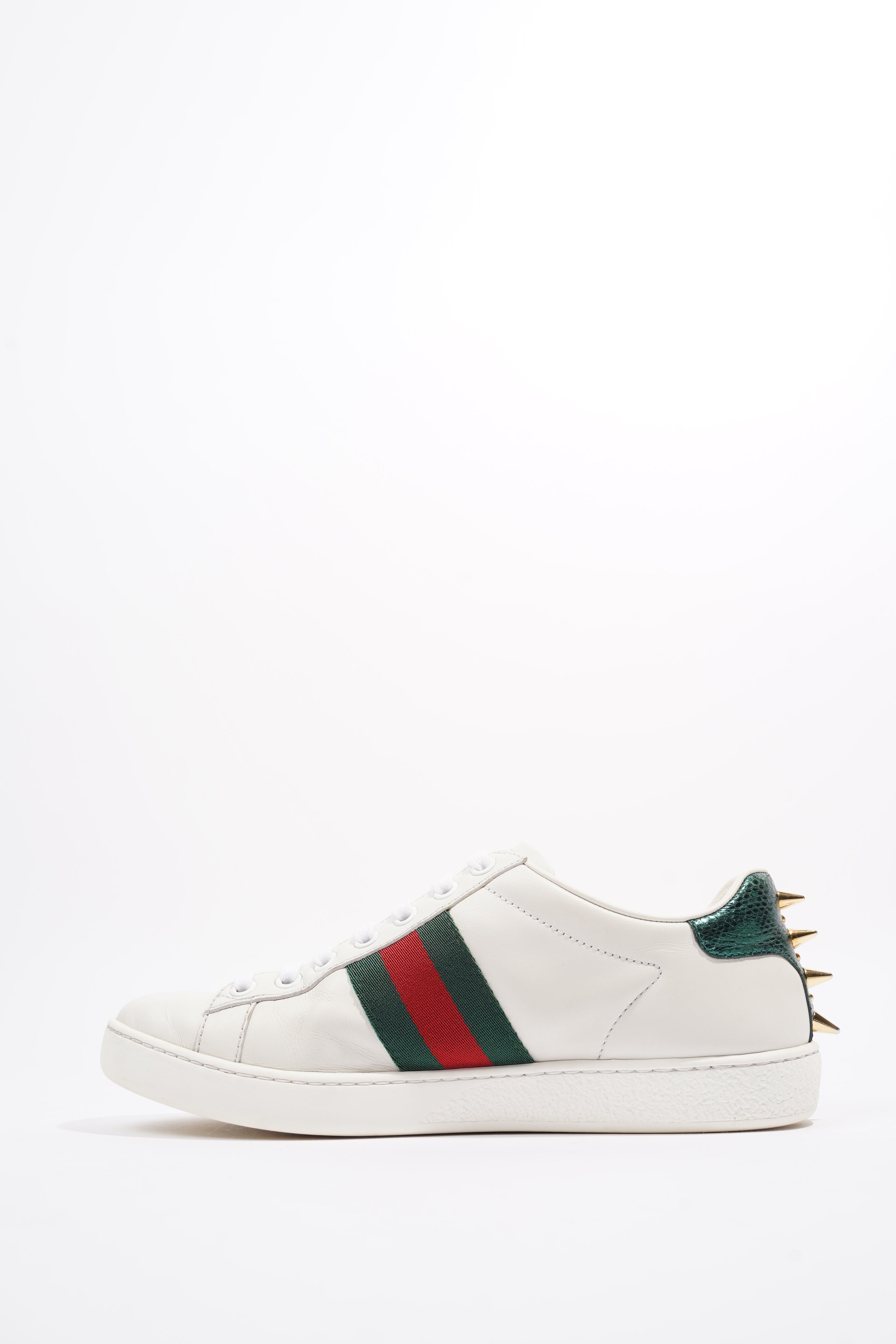 Gucci Ace Pearl And Spike White / Red / Green Leather EU 36 UK 3