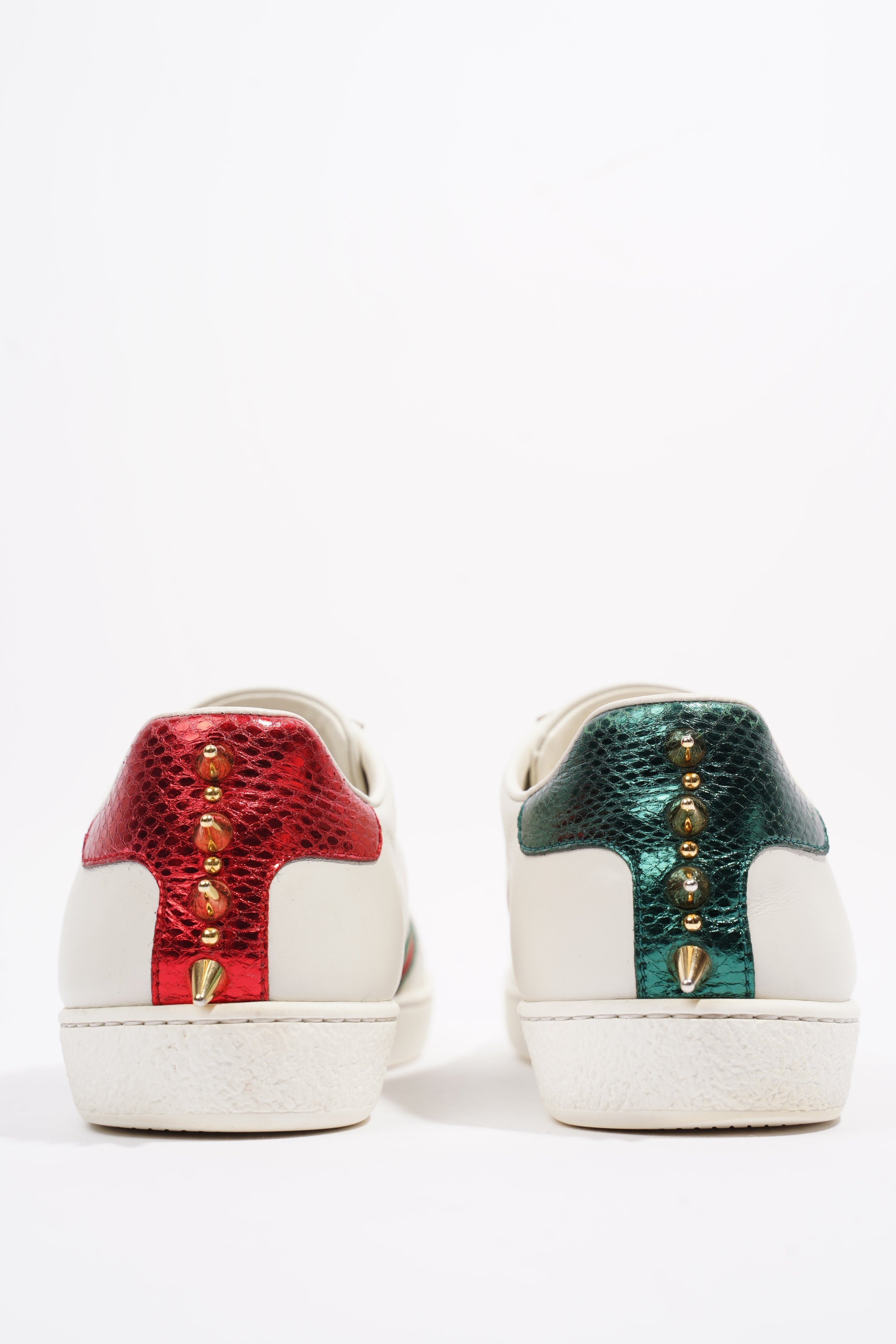 Gucci Ace Pearl And Spike White / Red / Green Leather EU 36 UK 3