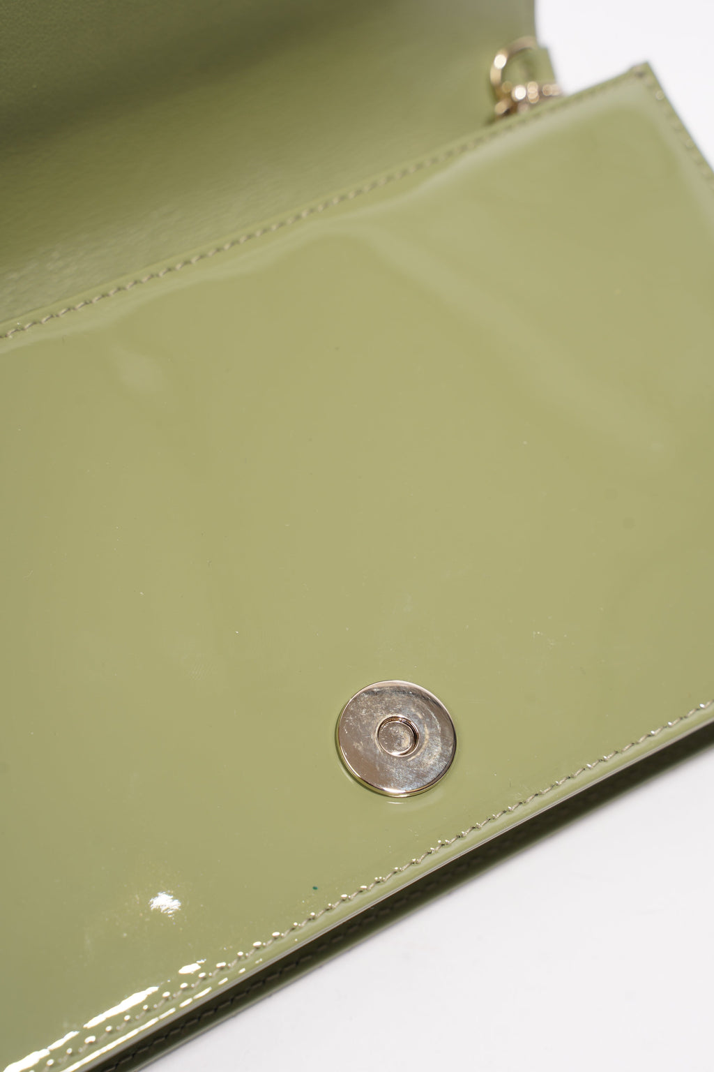Christian Dior Lady Dior Pouch Olive Green Patent Leather