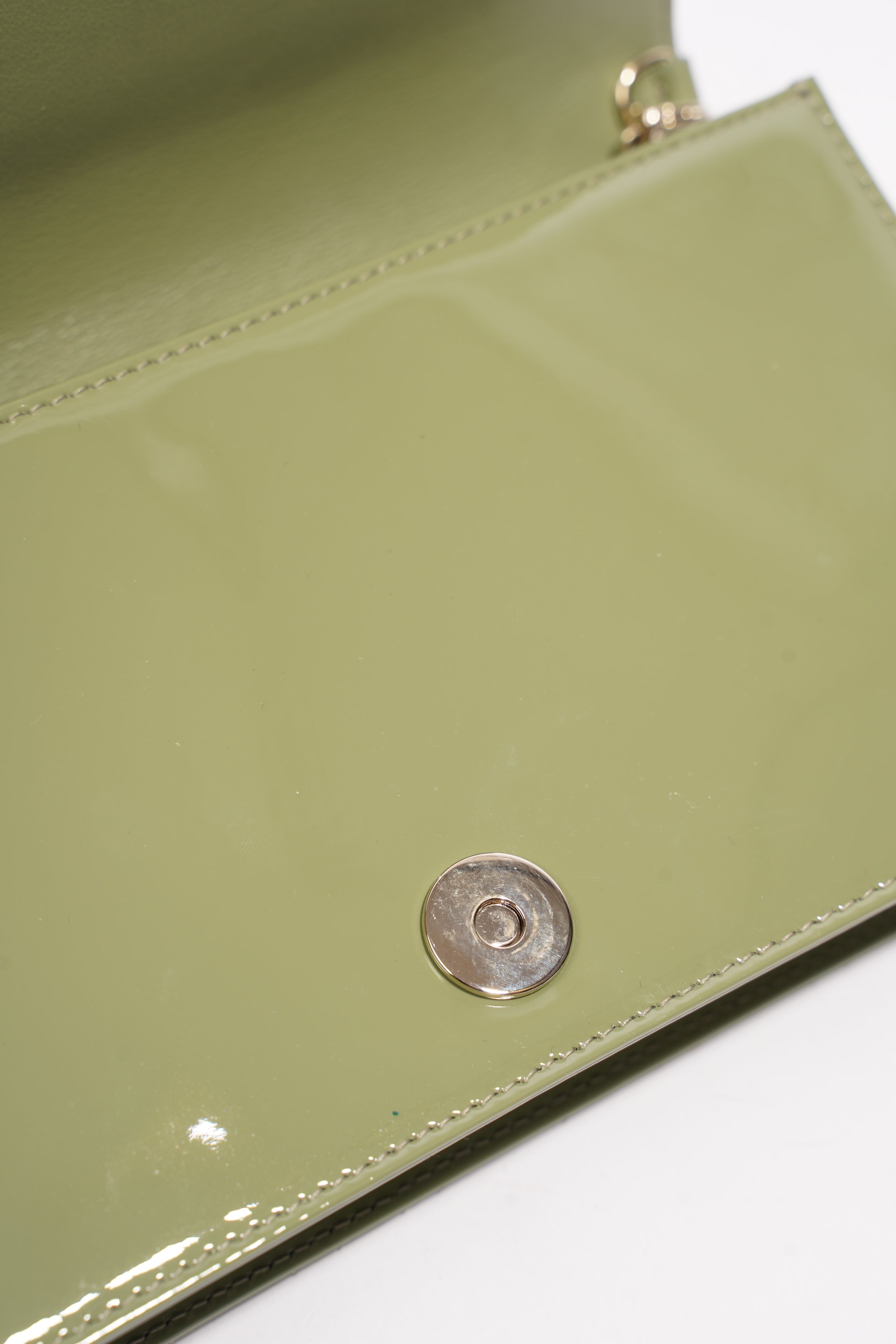 Christian Dior Lady Dior Pouch Olive Green Patent Leather