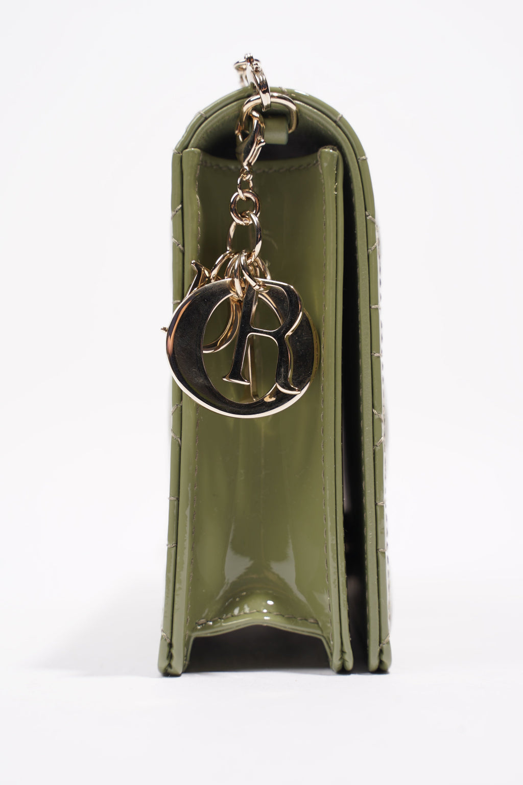Christian Dior Lady Dior Pouch Olive Green Patent Leather
