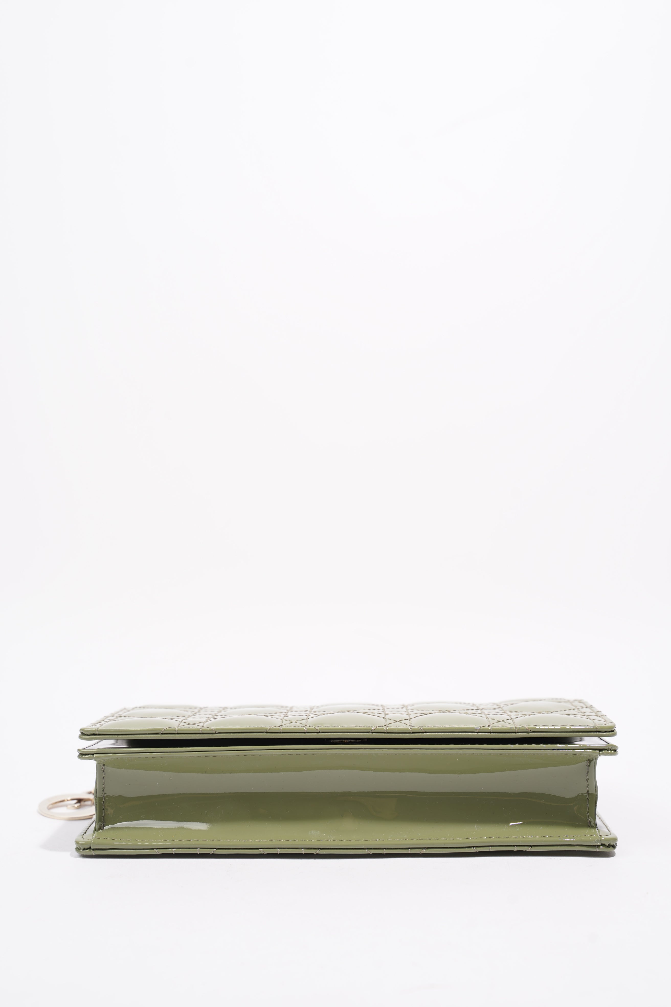 Christian Dior Lady Dior Pouch Olive Green Patent Leather