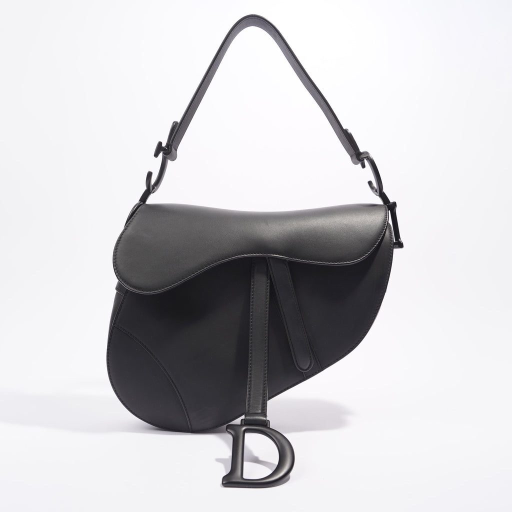 Christian Dior Saddle Bag Matte Black Leather