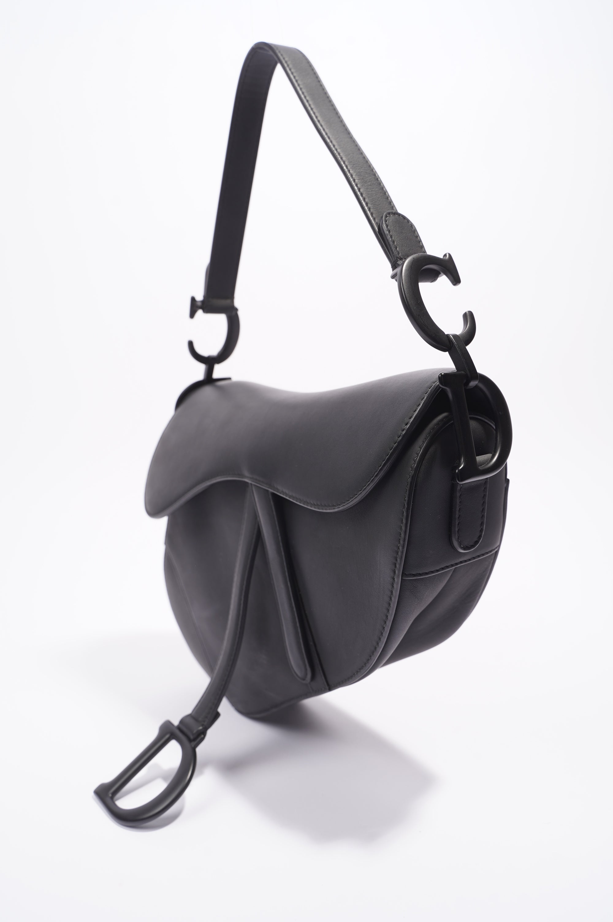 Christian Dior Saddle Bag Matte Black Leather