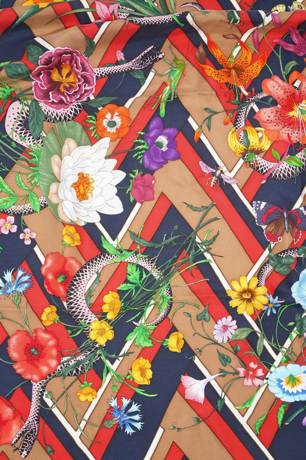 Gucci Flora Chevron Snake Multi Coloured Pattern Silk