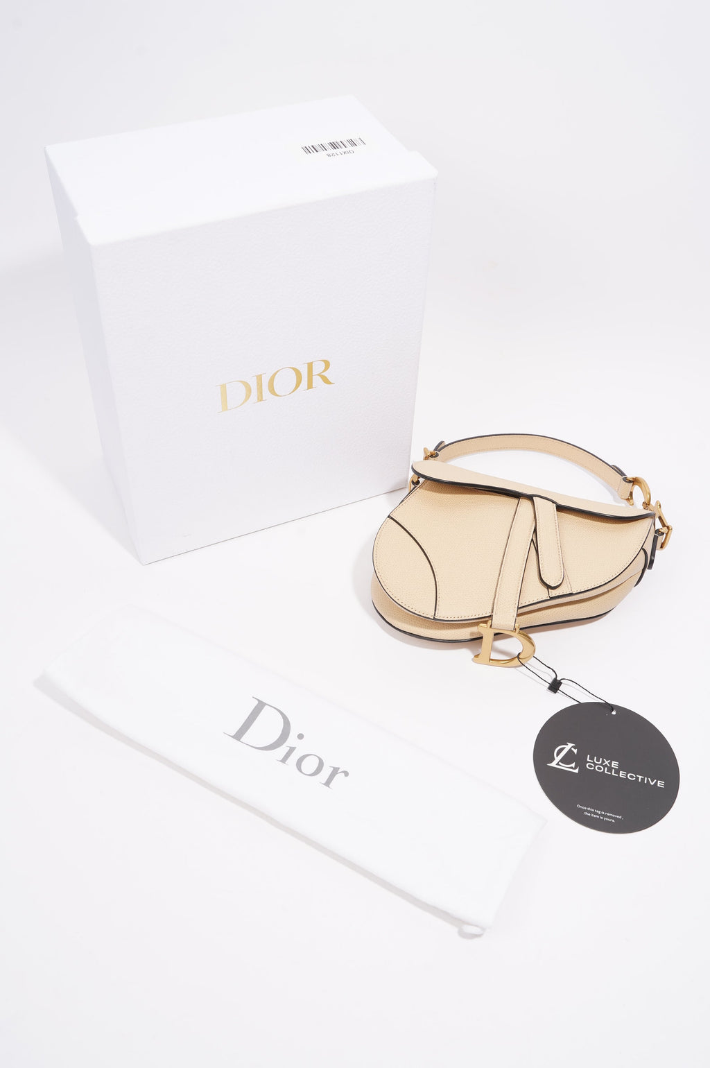Christian Dior Saddle Bag Beige Saffiano Leather Micro
