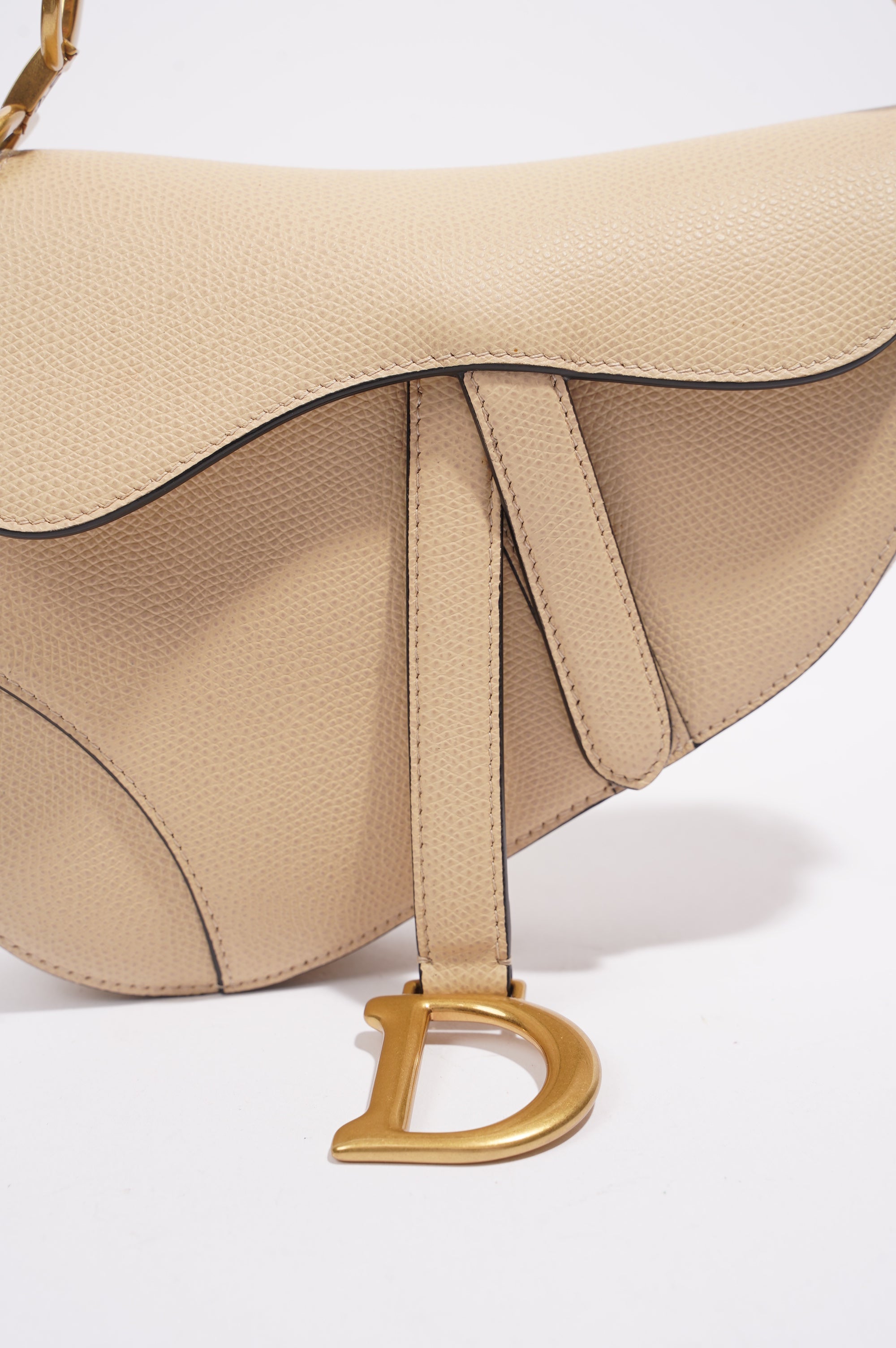 Christian Dior Saddle Bag Beige Saffiano Leather Micro