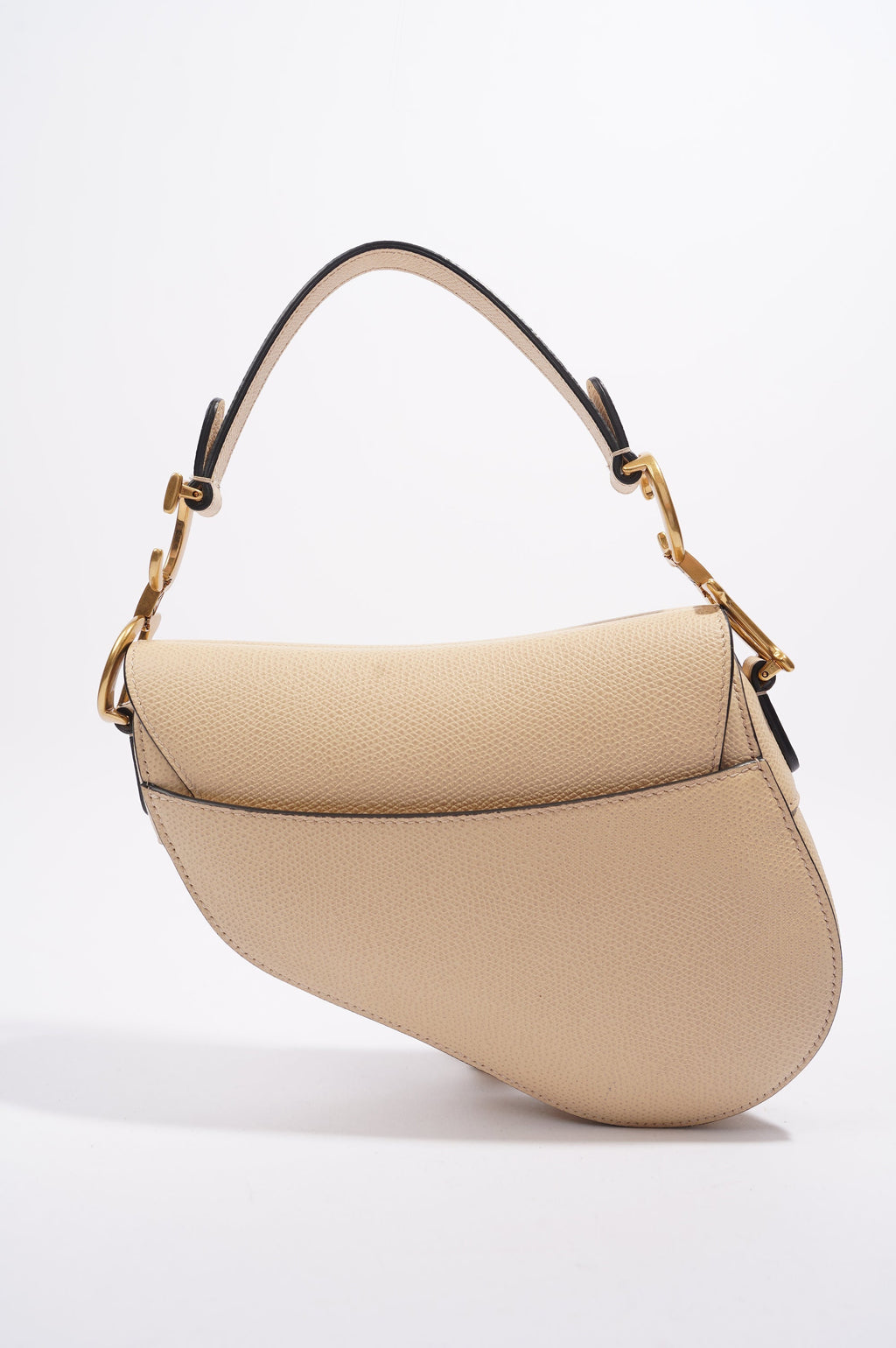 Christian Dior Saddle Bag Beige Saffiano Leather Micro