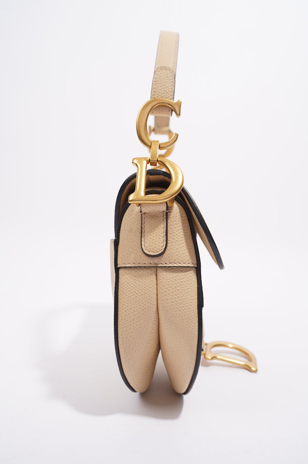 Christian Dior Saddle Bag Beige Saffiano Leather Micro