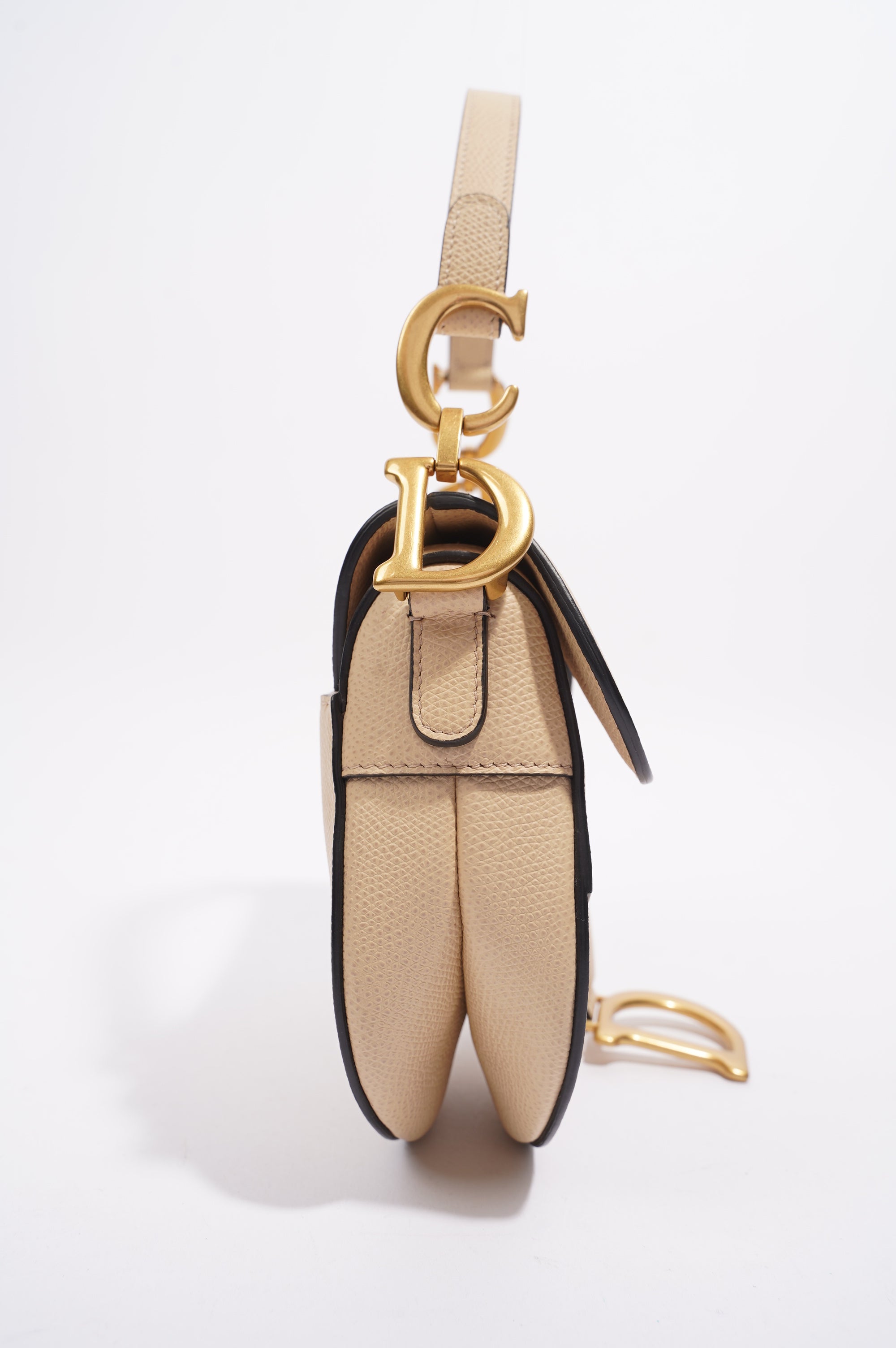 Christian Dior Saddle Bag Beige Saffiano Leather Micro