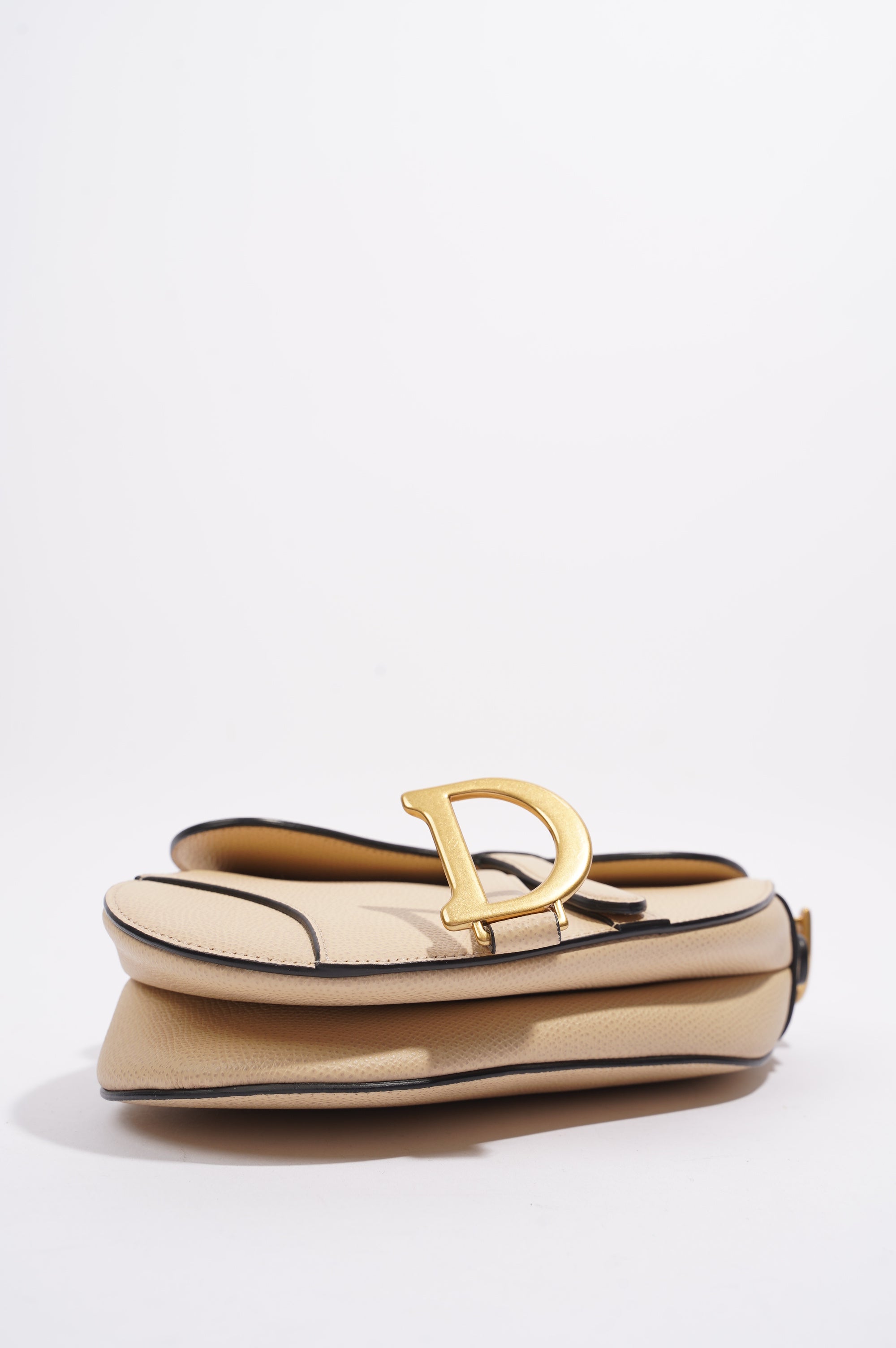 Christian Dior Saddle Bag Beige Saffiano Leather Micro