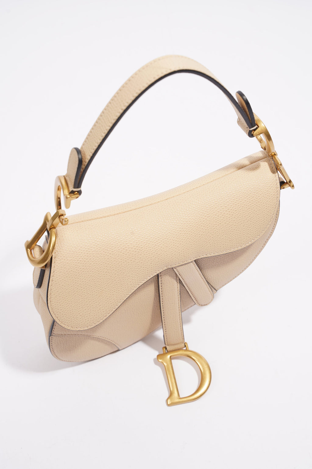 Christian Dior Saddle Bag Beige Saffiano Leather Micro