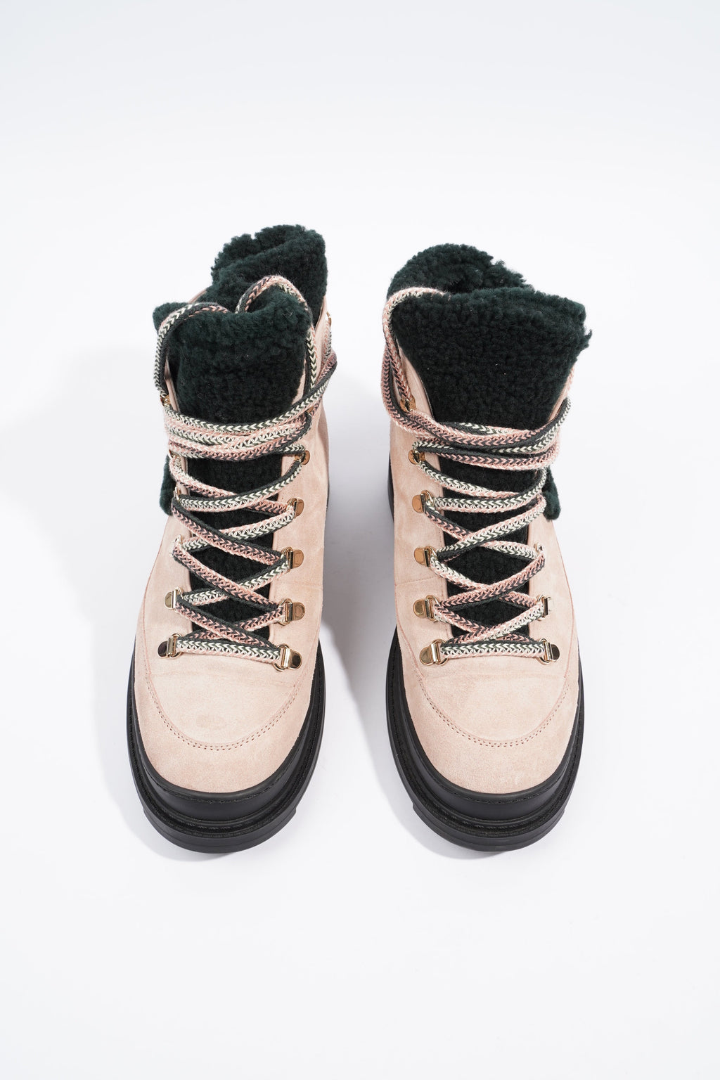 Chanel Shearling Boots Pink / Black Suede EU 38 UK 5