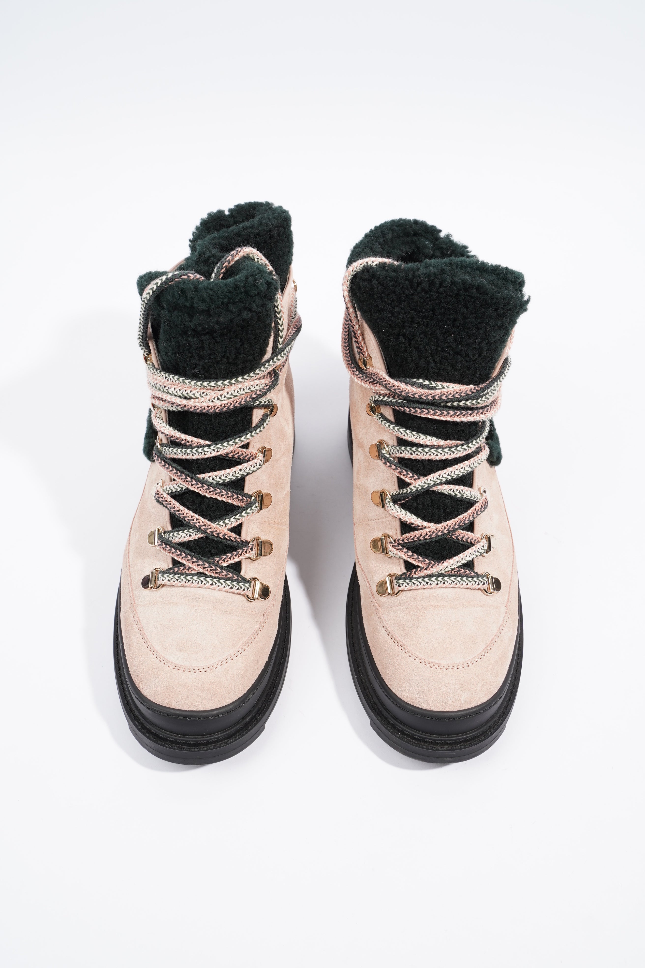 Chanel Shearling Boots Pink / Black Suede EU 38 UK 5