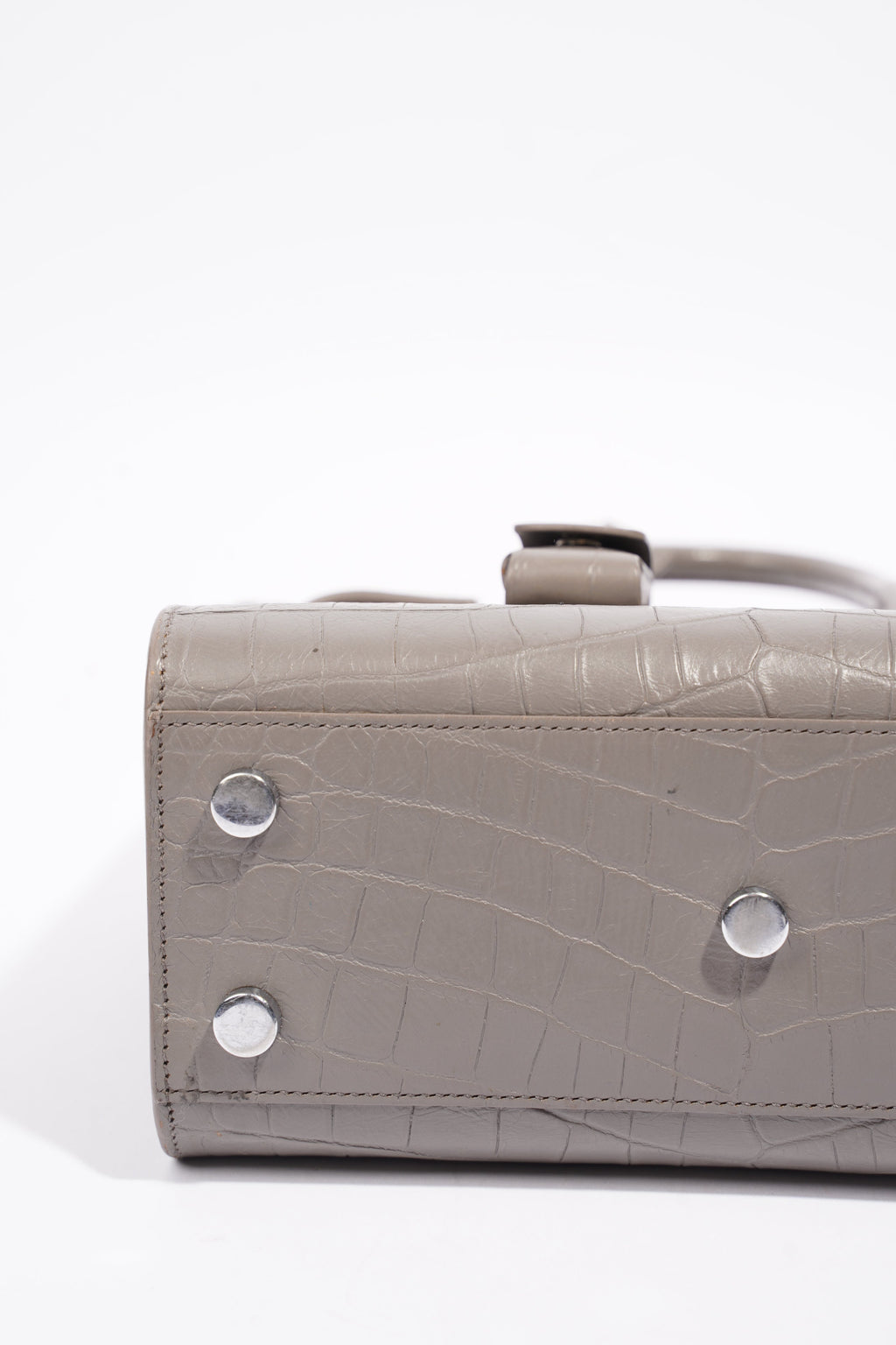 Saint Laurent Sac De Jour Grey Croc Embossed Leather Nano