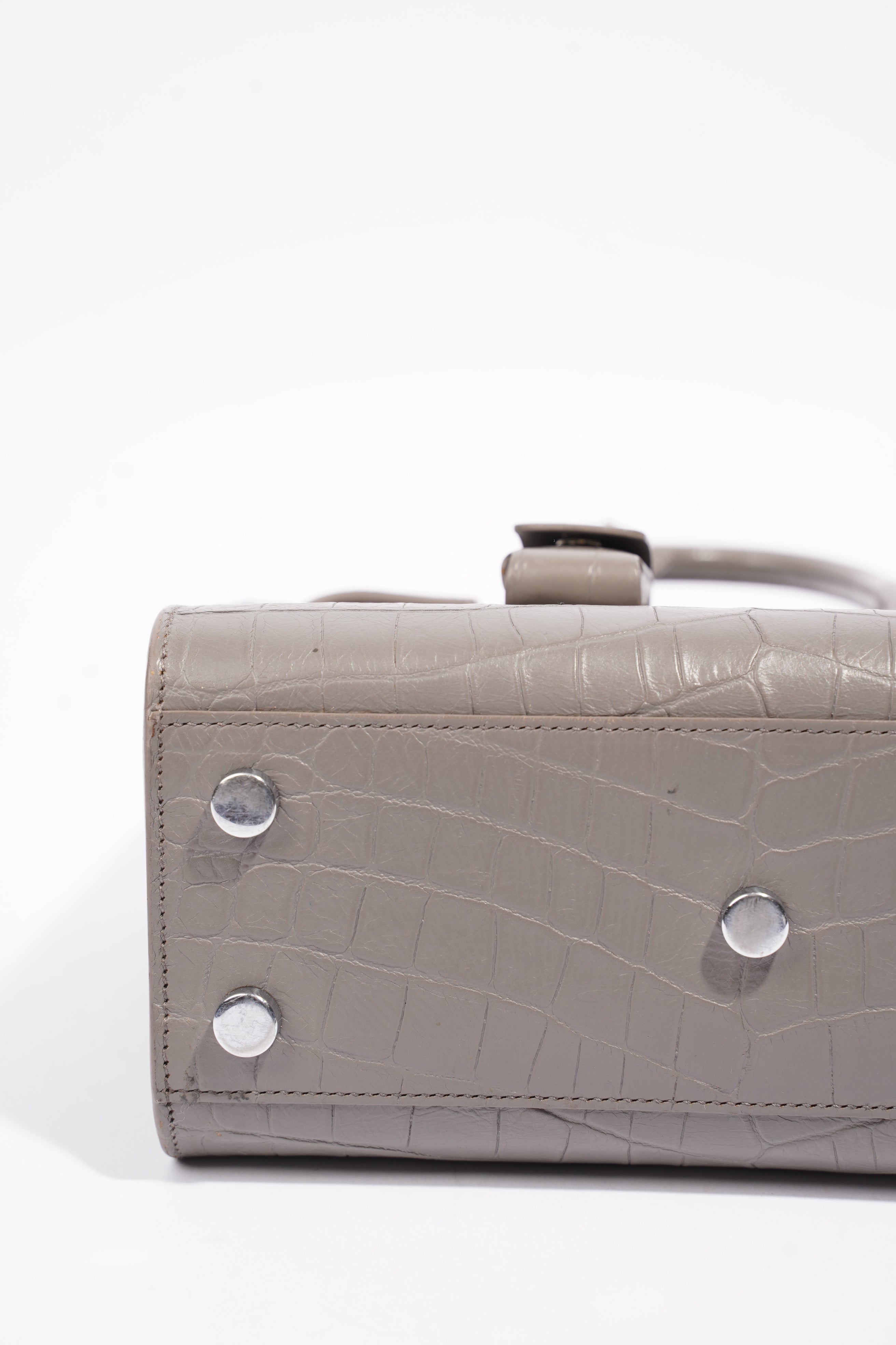 Saint Laurent Sac De Jour Grey Croc Embossed Leather Nano