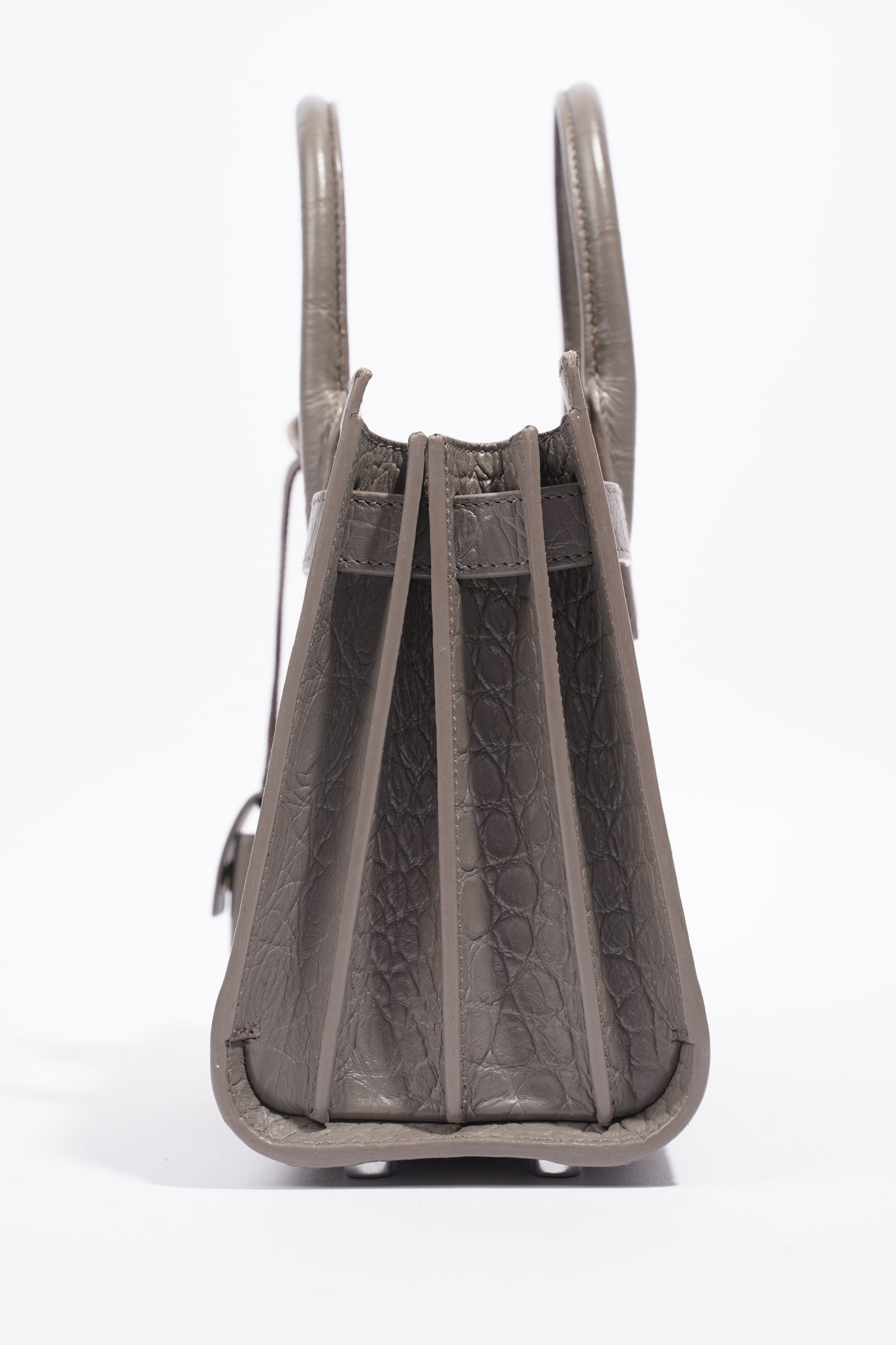 Saint Laurent Sac De Jour Grey Croc Embossed Leather Nano