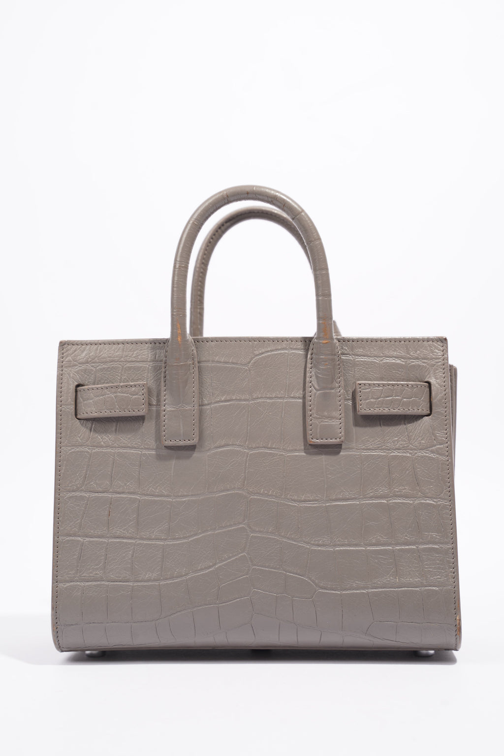 Saint Laurent Sac De Jour Grey Croc Embossed Leather Nano