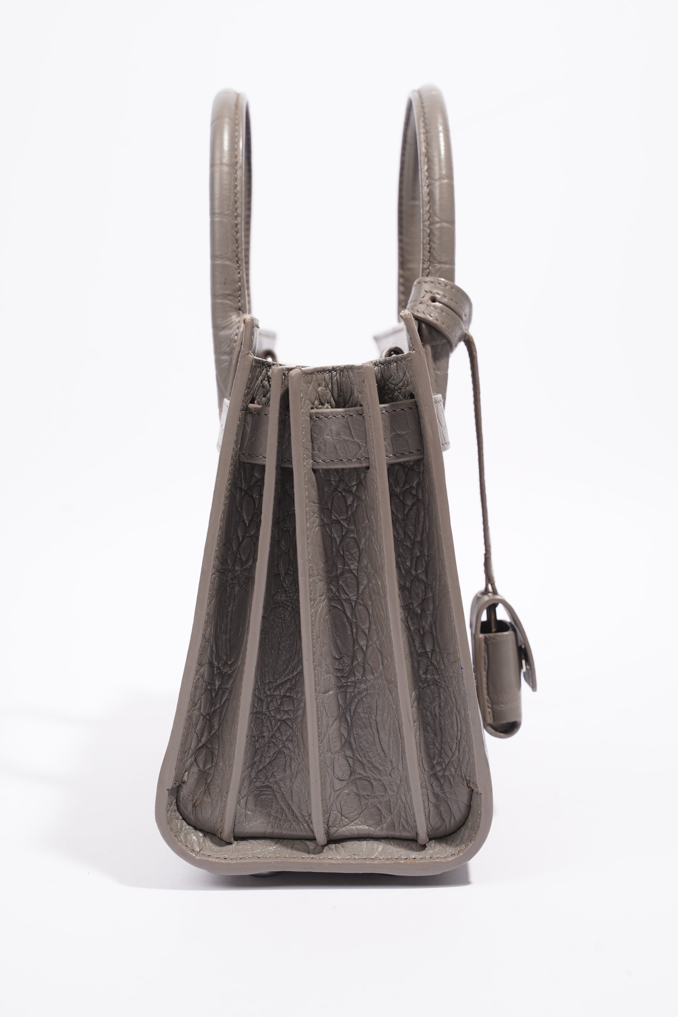 Saint Laurent Sac De Jour Grey Croc Embossed Leather Nano