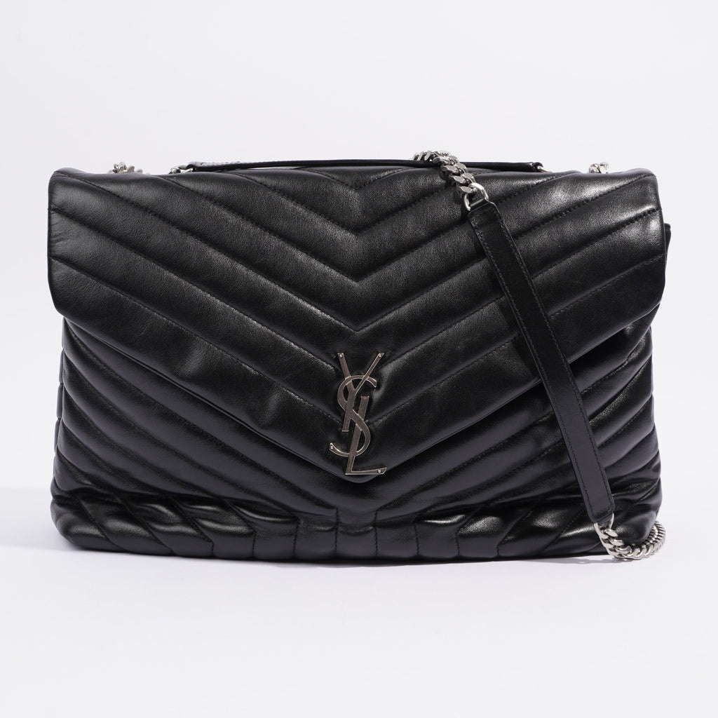 Saint Laurent Lou Lou Black Calfskin Leather Large