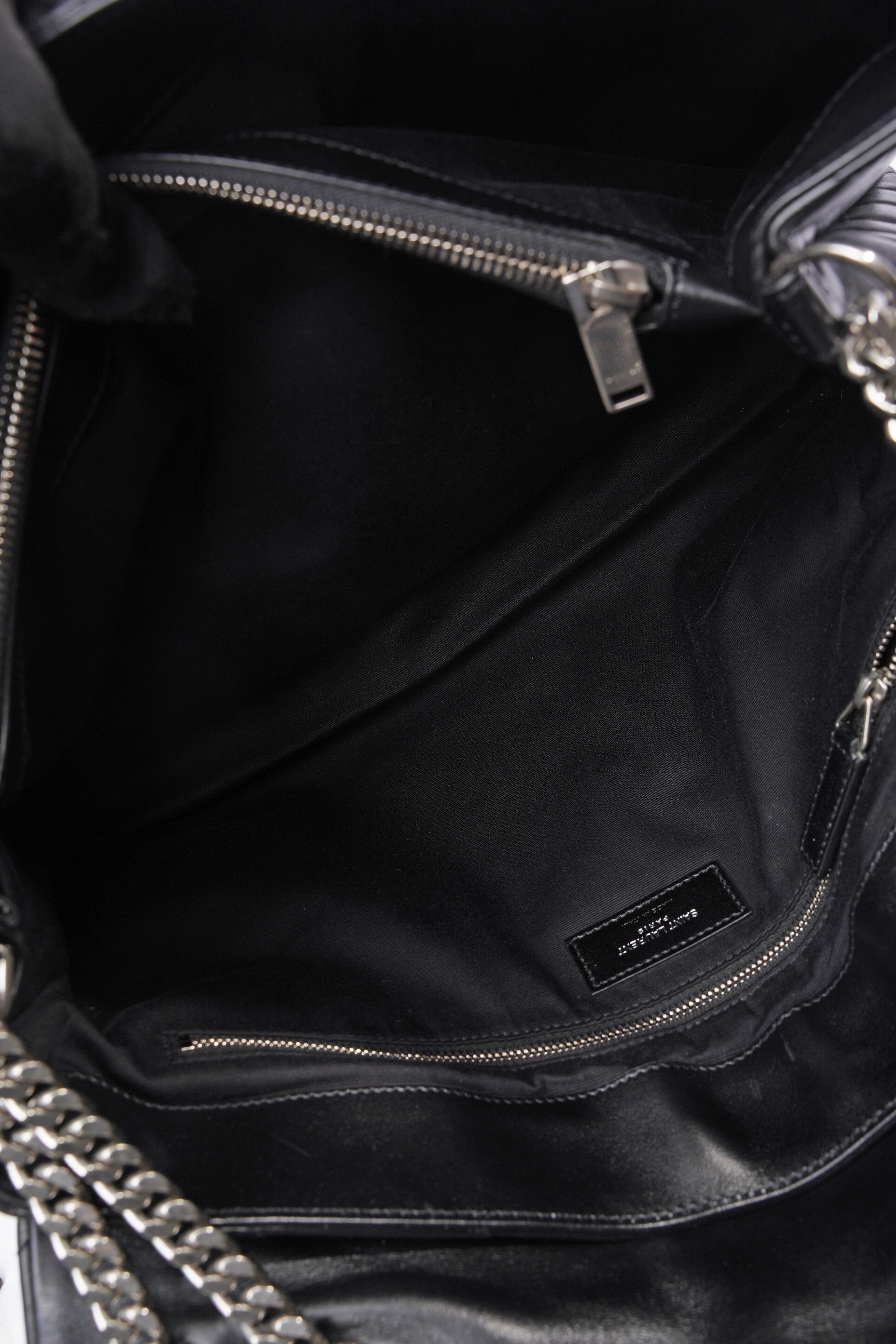Saint Laurent Lou Lou Black Calfskin Leather Large