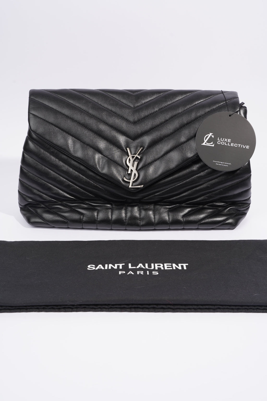Saint Laurent Lou Lou Black Calfskin Leather Large