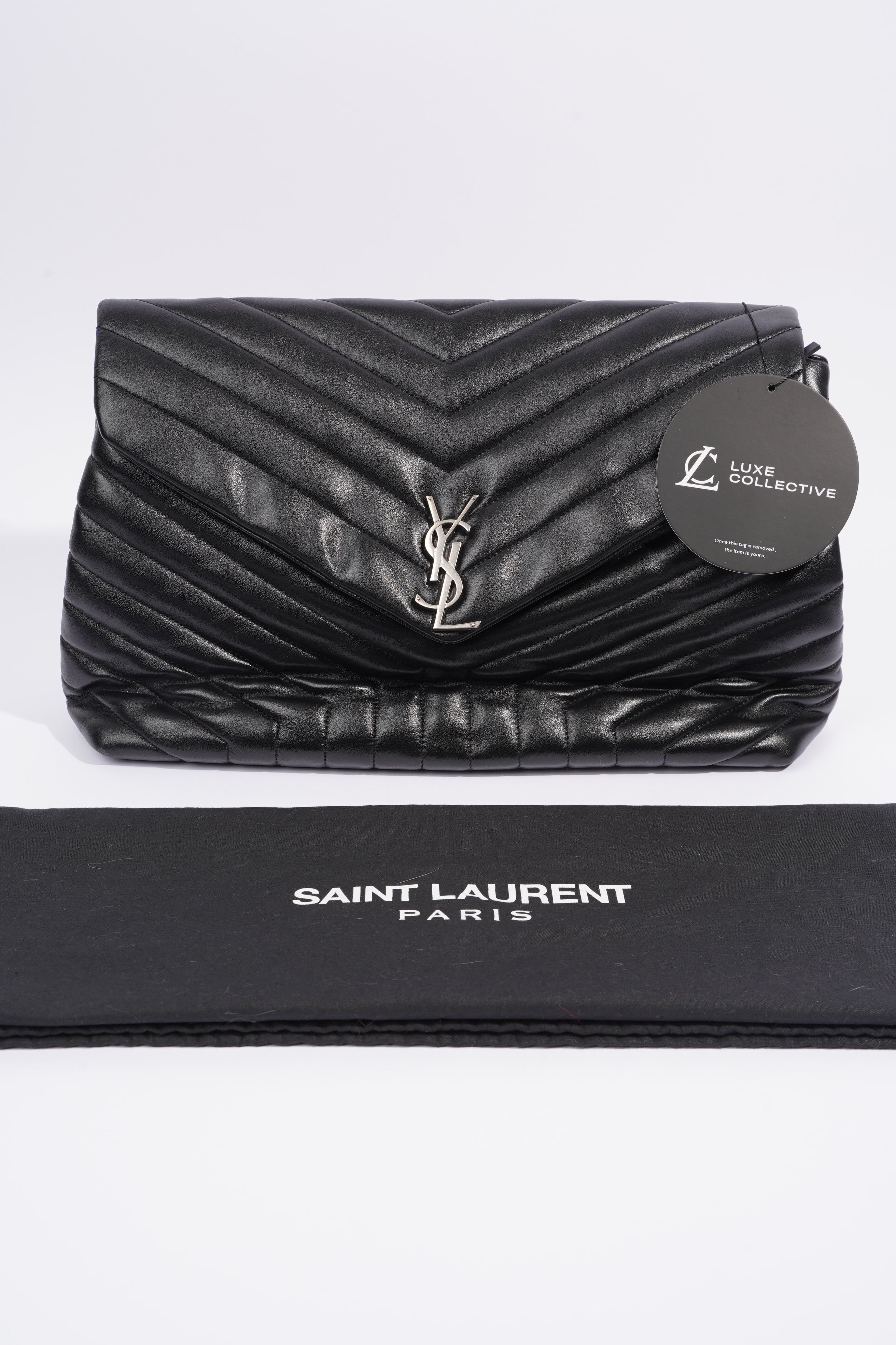 Saint Laurent Lou Lou Black Calfskin Leather Large