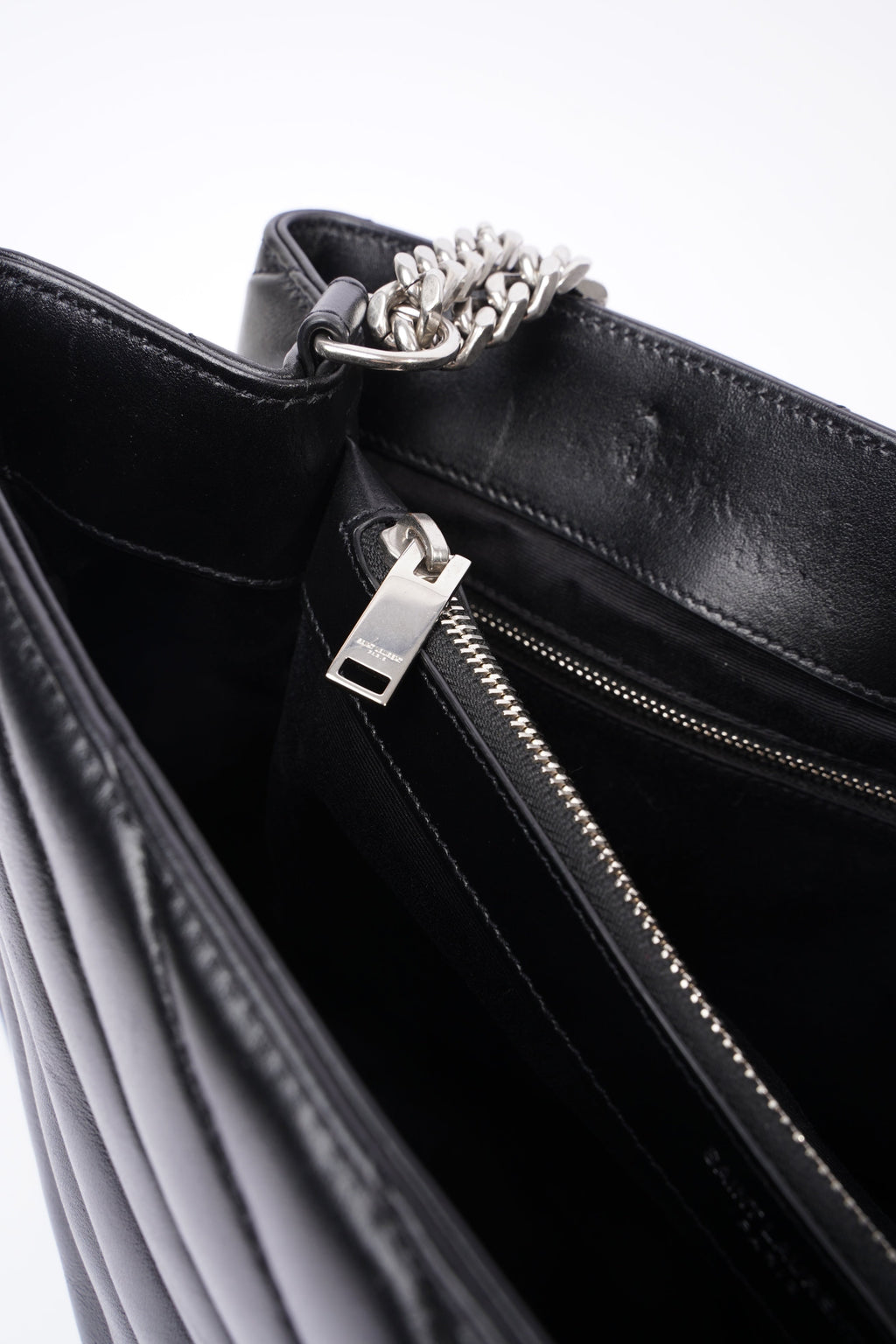 Saint Laurent Lou Lou Black Calfskin Leather Large